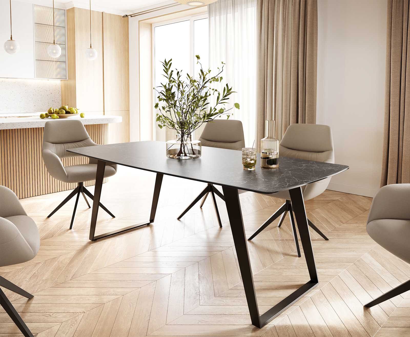 DELIFE Esstisch Edge, Bootsform Keramik Laminam® günstig online kaufen