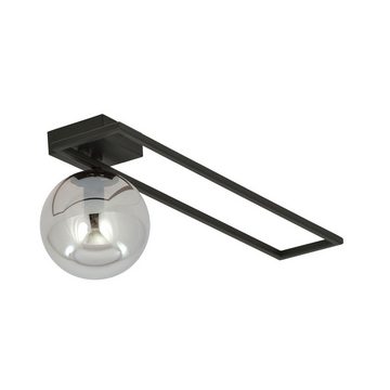Licht-Erlebnisse Deckenleuchte EINAR, ohne Leuchtmittel, Rauchglas Metall Schwarz Graphit E14 Kugelschirm Modern