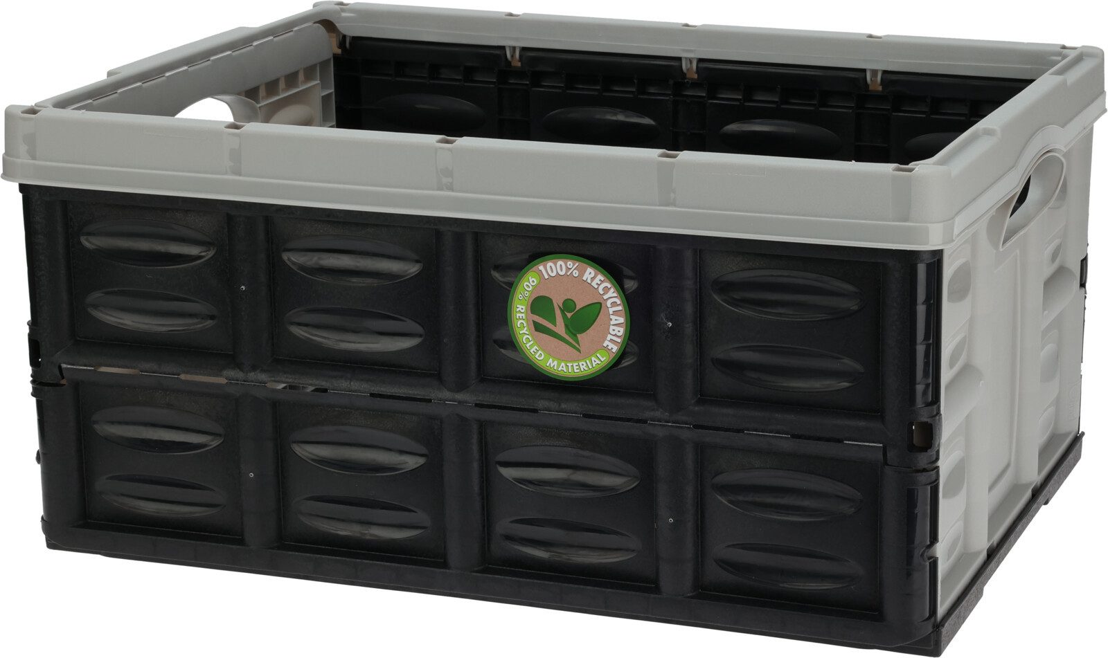 Koopman Klappbox Einkaufskiste Autobox 45 L Klappkiste Faltkiste 2/4 er Set, 45 l, Klappbar, aus 90 % recyceltem Material, Schwarz, 45 Liter, bis 40 kg
