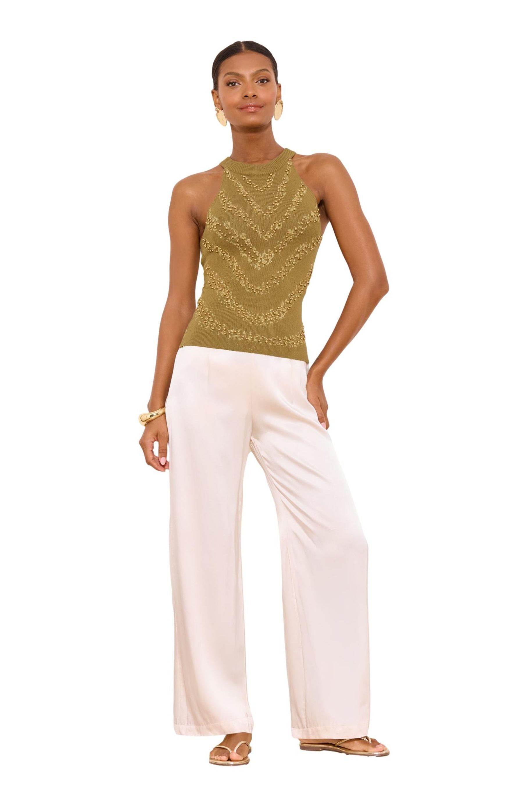 LIPSY Trägertop Verziertes Neckholder-Top mit Golddetails, Regular (1-tlg)