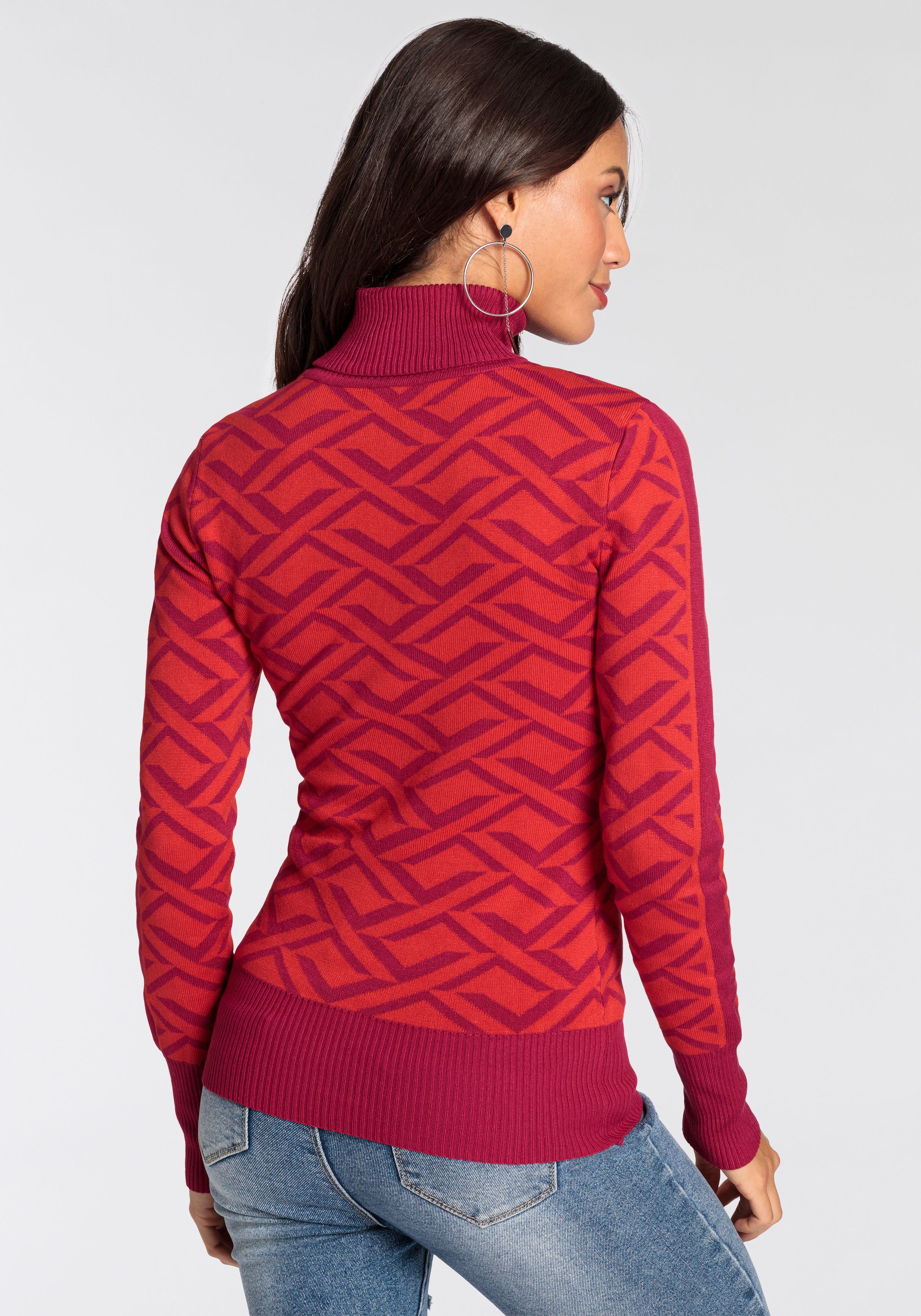 Melrose Rollkragenpullover mit Jacquard-Muster günstig online kaufen