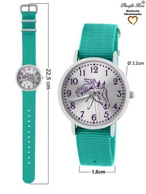 Pacific Time Quarzuhr Set Kinder Armbanduhr Pferd violett Wechselarmband und Kette, Mix und Match Design - Gratis Versand