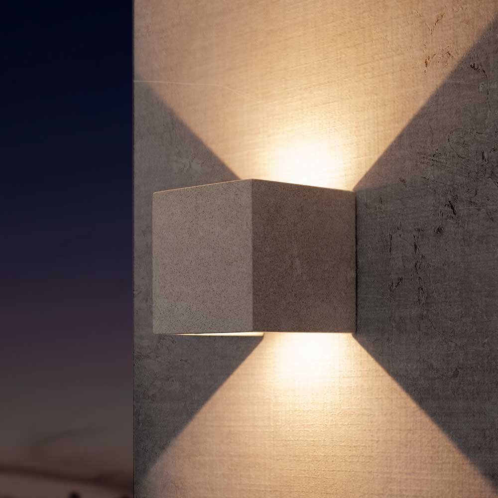 Beton Wandleuchte Mantra Weiß Taos Außen-LED-Wandleuchte