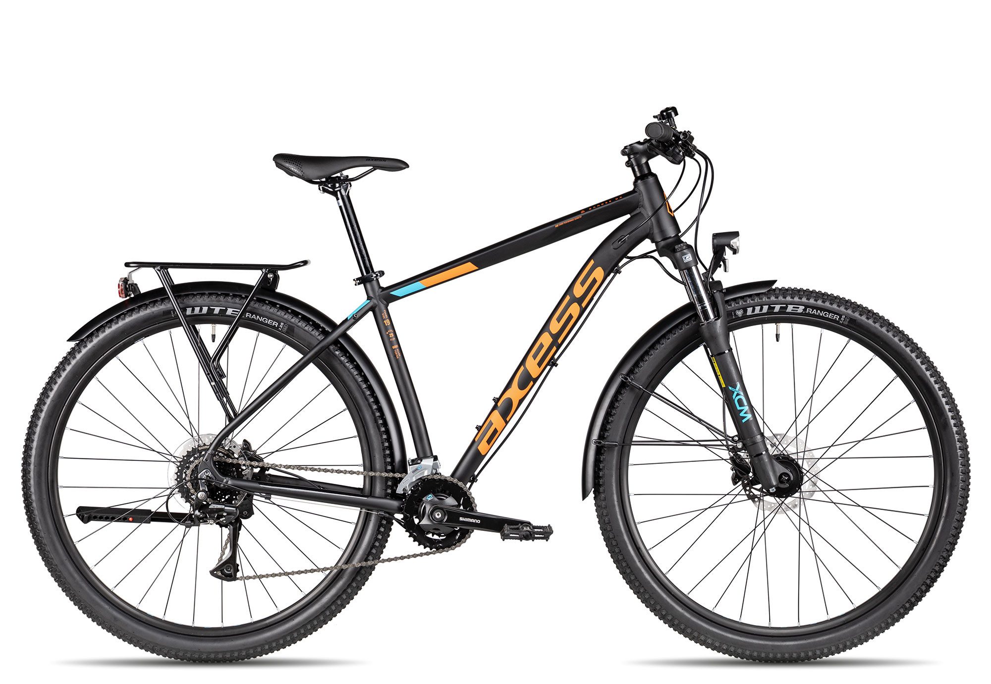 Axess Mountainbike SANDEE DX ATB, 16 Gang Shimano Acera RD-M3020-8 Schaltwerk, Kettenschaltung, hydraulische Scheibenbremse schwarz/grau