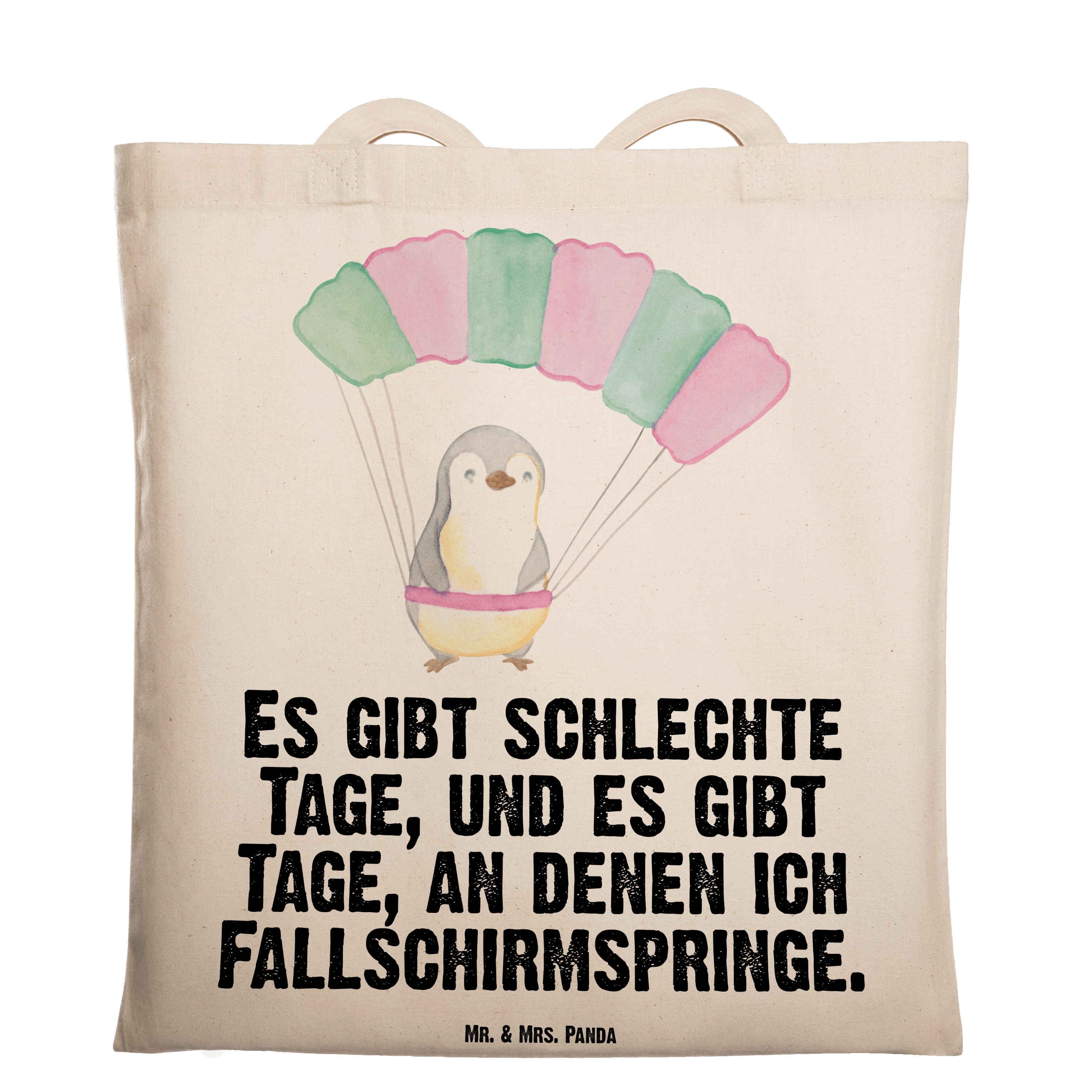 (1-tlg) Fallschirm - Pinguin Tragetasche & springen Transparent Tage Mr. Panda Mrs. Geschenk, Einkaufsta -