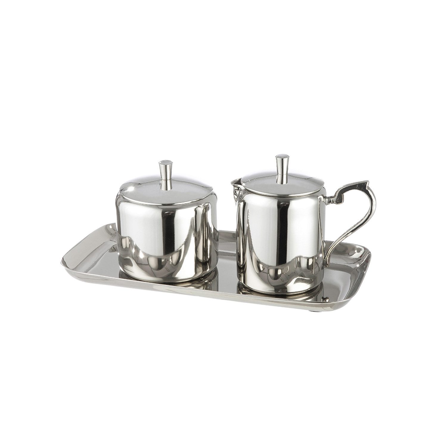 GILDE Milch- und Zuckerset NOVA - 3tlg. Set - Milchkännchen, Zuckerdose und Tablett - Edelstahl, Edelstahl, Kaffeeservice - Set - Hingucker - Festtage - Tischdeko - Wohnzimmer