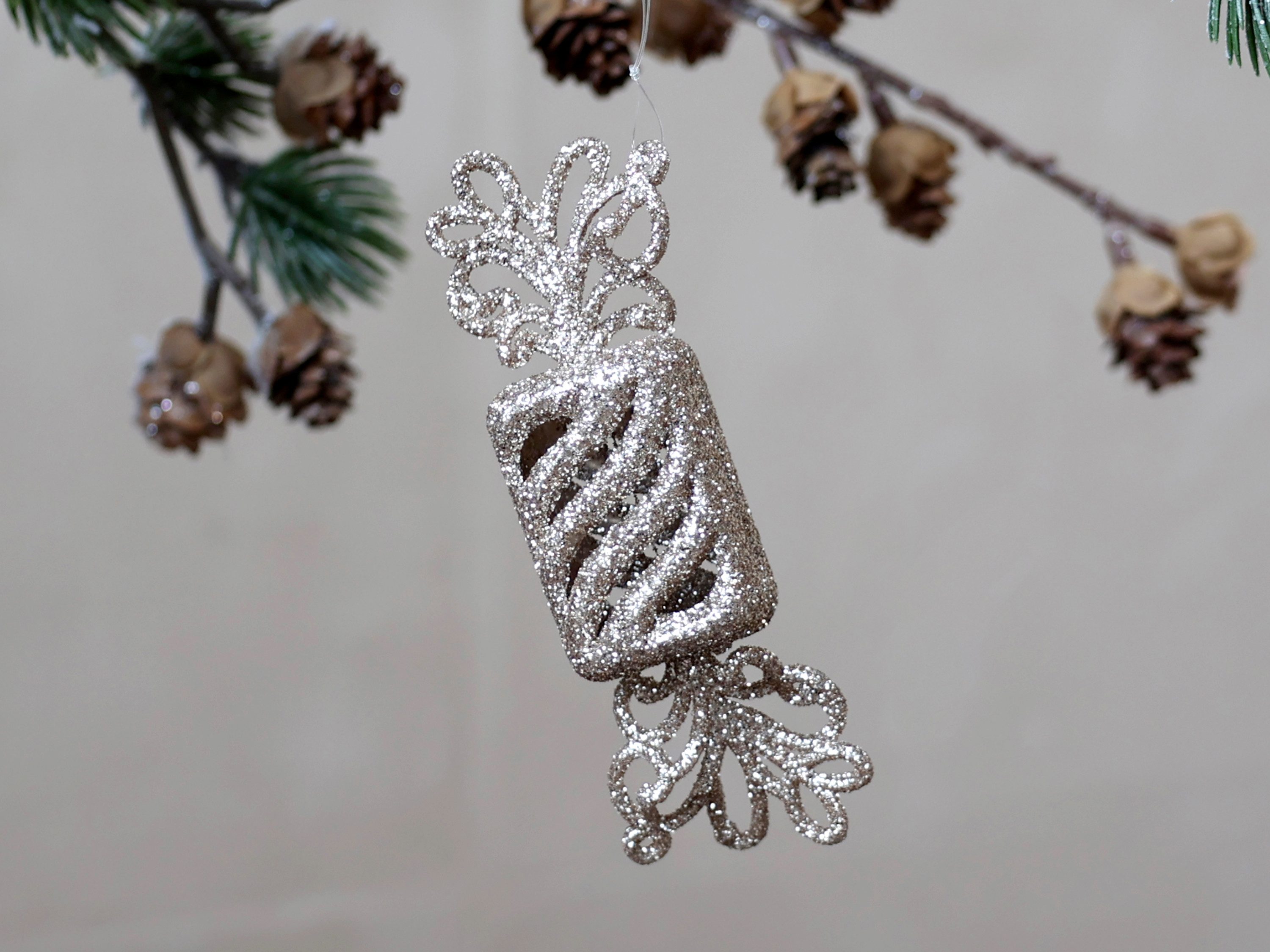Chic Antique Christbaumschmuck Weihnachtsanhänger Samt Glas Antik Gold Grün Silber Baumschmuck, aus Glas oder Polyresin, mit Glitzer, Samt, Gold, Silber, Bunt