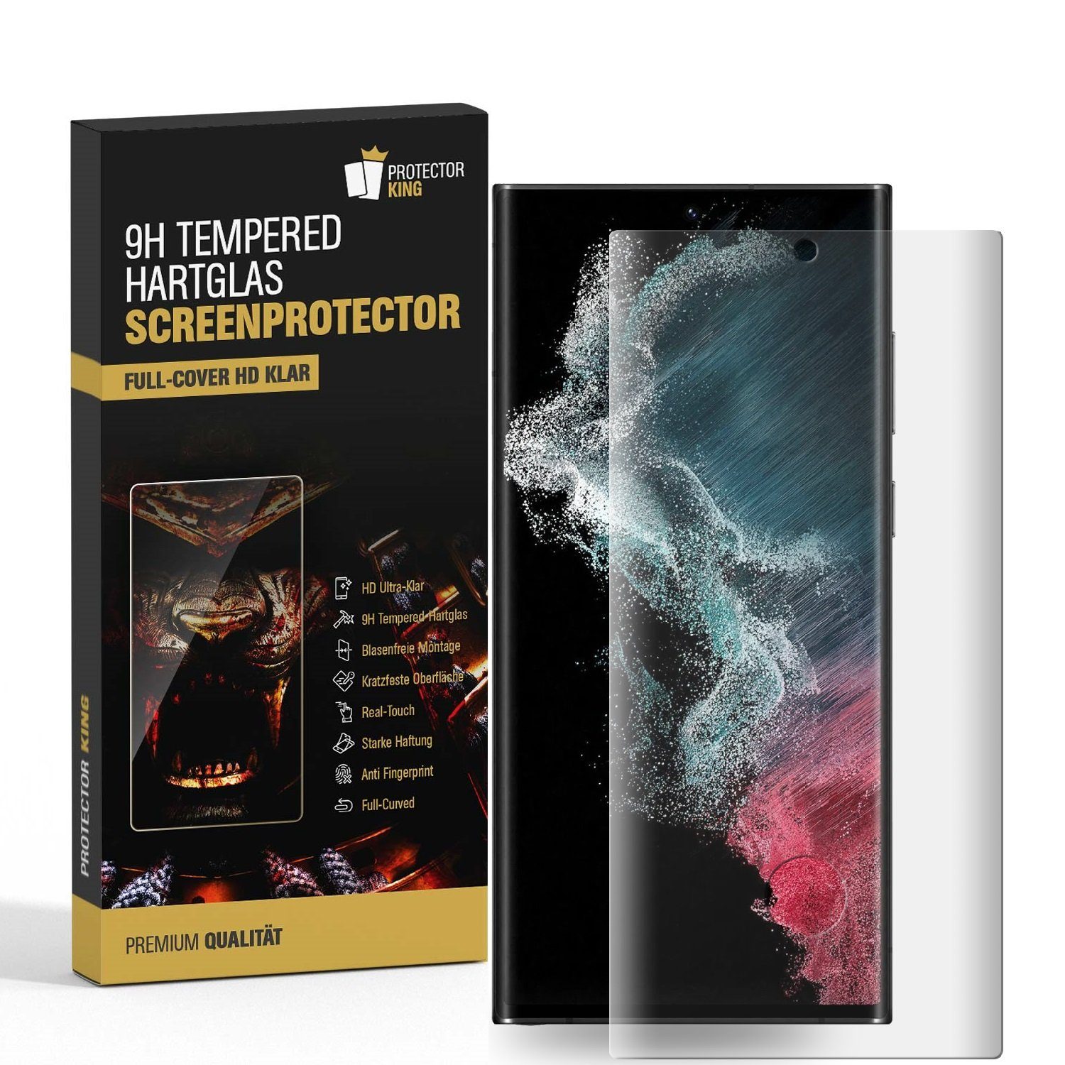 Protectorking Displayschutzfolie 5x 9H Panzerglas HD klar Tempered Glass Displayschutz Screen-Protector für Samsung Samsung Galaxy S22 Ultra, 5-Stück, 5 Stück, Displayschutzglas, Schutzglas Echtglas Tempered 9H Härte HD-KLAR