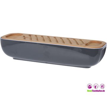 Neuetischkultur Brotkasten Brotdose mit Messer farbig sortiert, Kunststoff, Holz, (Stück, 3-tlg., 1 Brotbox mit Deckel, 1 Brotmesser)