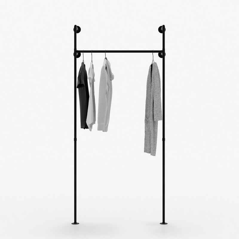 pamo. design Kleiderständer offener Kleiderschrank KIM, Garderobenständer im Industrie Design zur Wandmontage