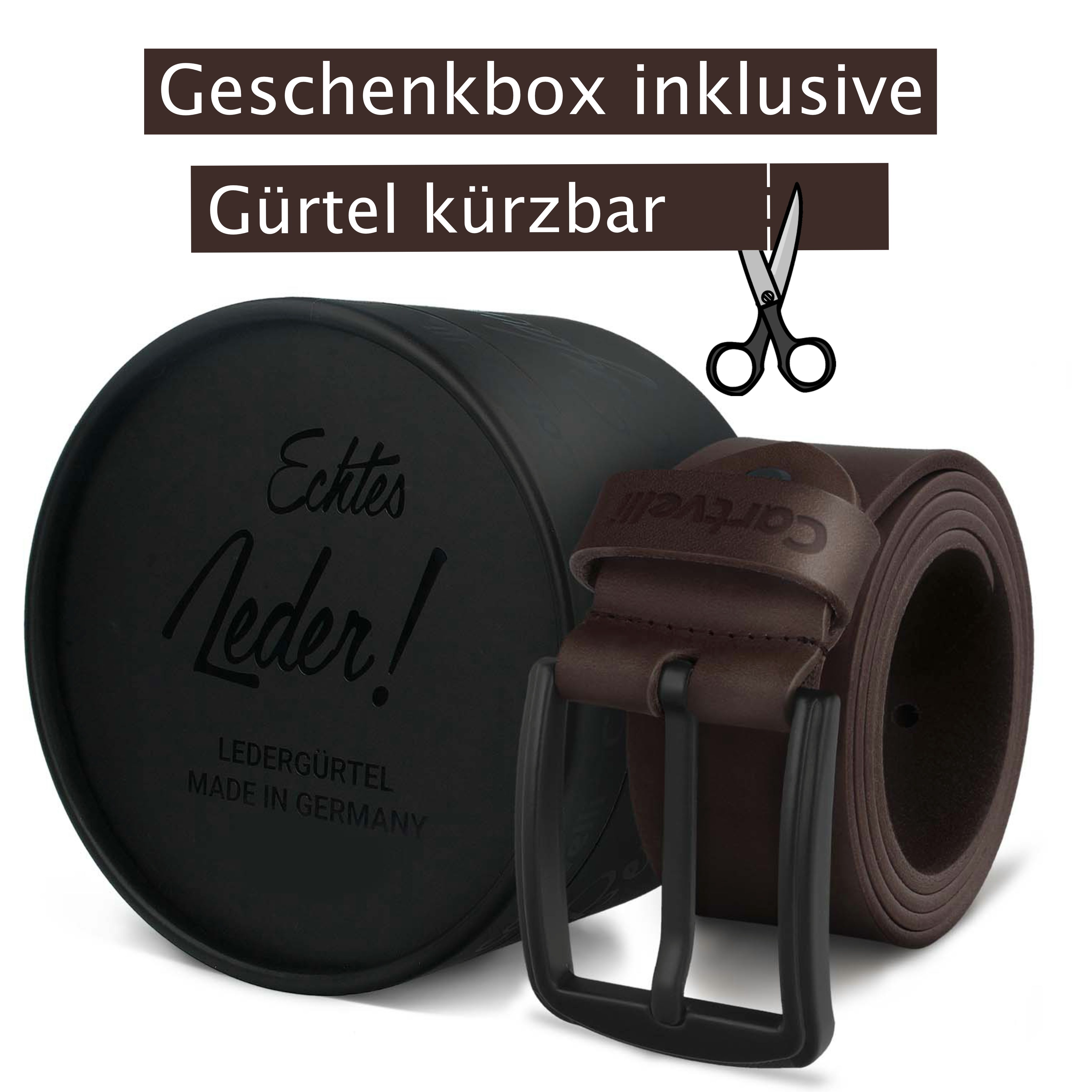 Cartvelli Ledergürtel Cartvelli Ledergürtel Herren Made in Germany 40mm inkl. Geschenkbox Schwarze Dornschließe, Pflanzlich gegerbt, Made In Germany, Geschenkbo – Bild 2 von 5