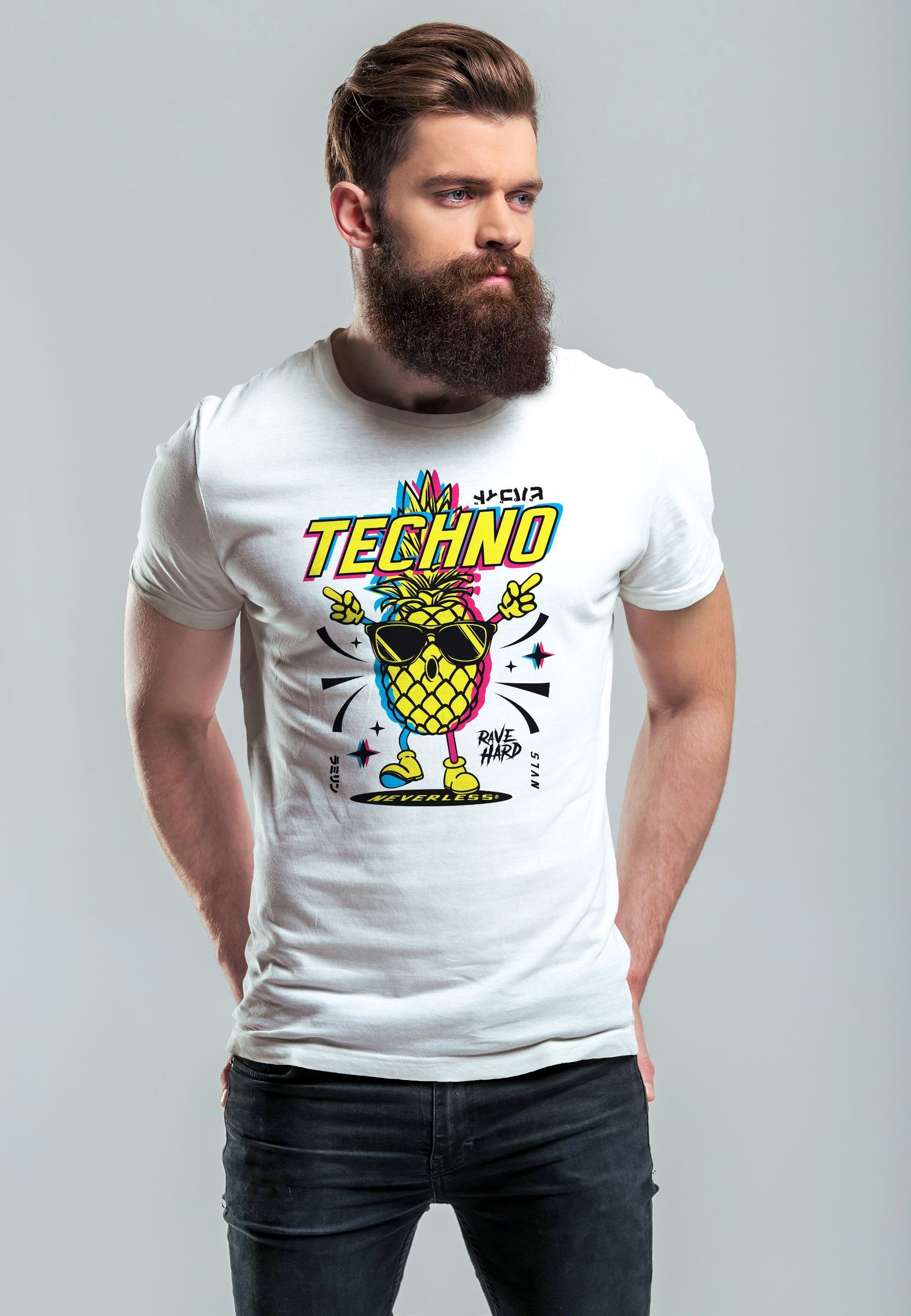 Neverless Print-Shirt Herren T-Shirt Shirt Techno günstig online kaufen