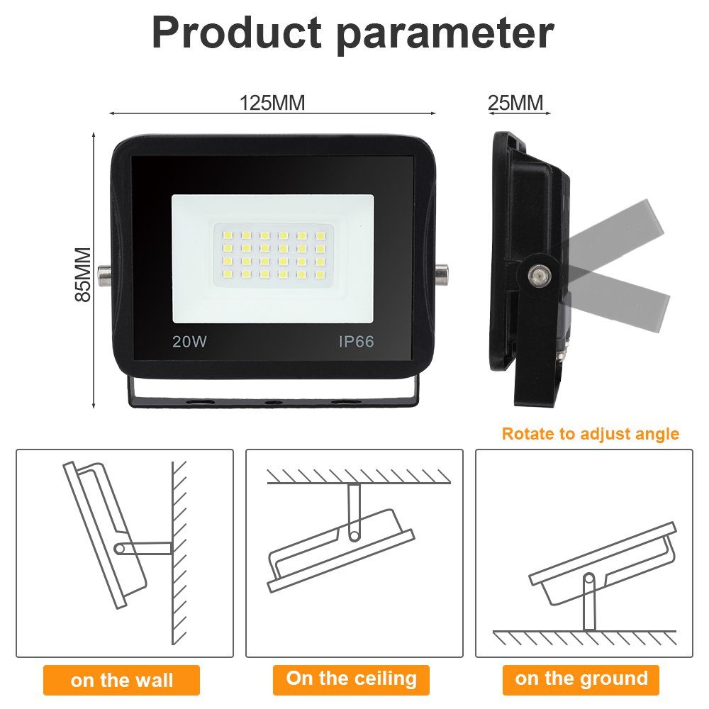 Flutlichtstrahler LED Warmweiß LED 20W Strahler Flutlichtstrahler Warmweiß LED Gimisgu 20W Fluter Außen