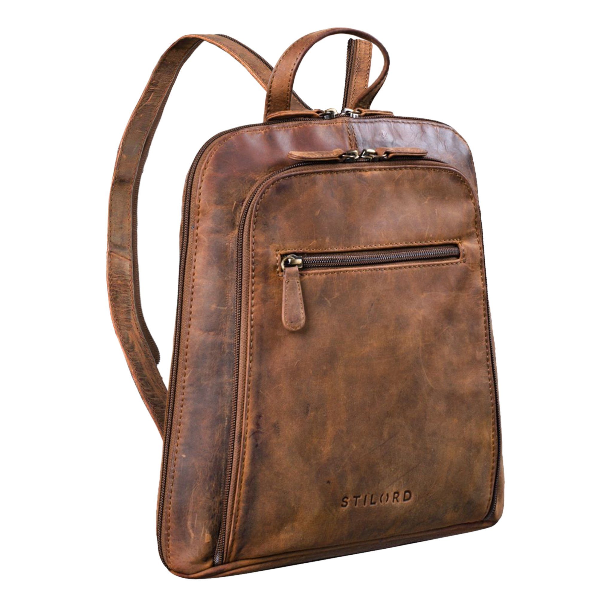 Cityrucksack "May" Damen Rucksack Klein Leder Daypack Rucksackhandtasche Frauen