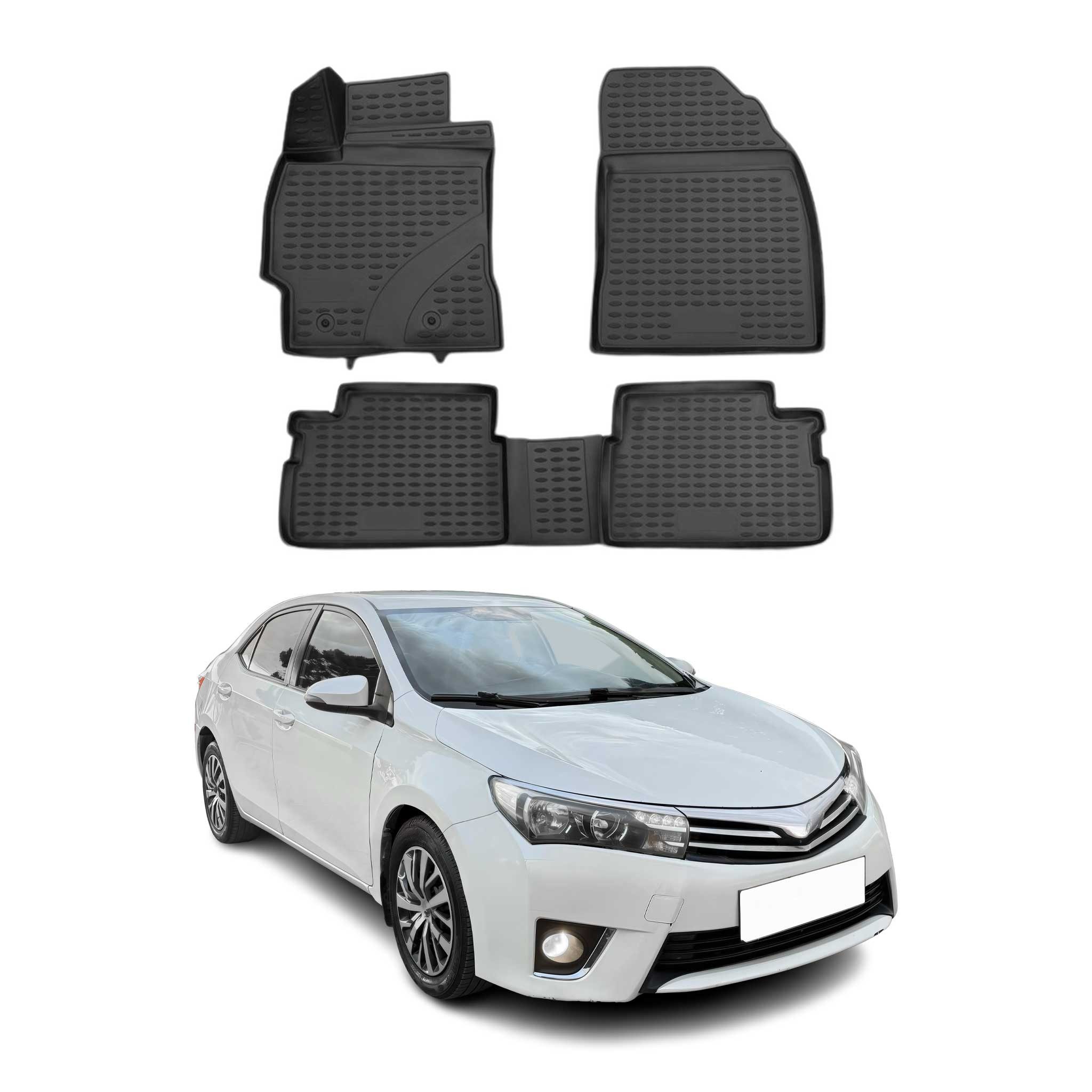 Auto-Fußmatten für Toyota Corolla 2013-2016 Gummimatten Schwarz 4 tlg