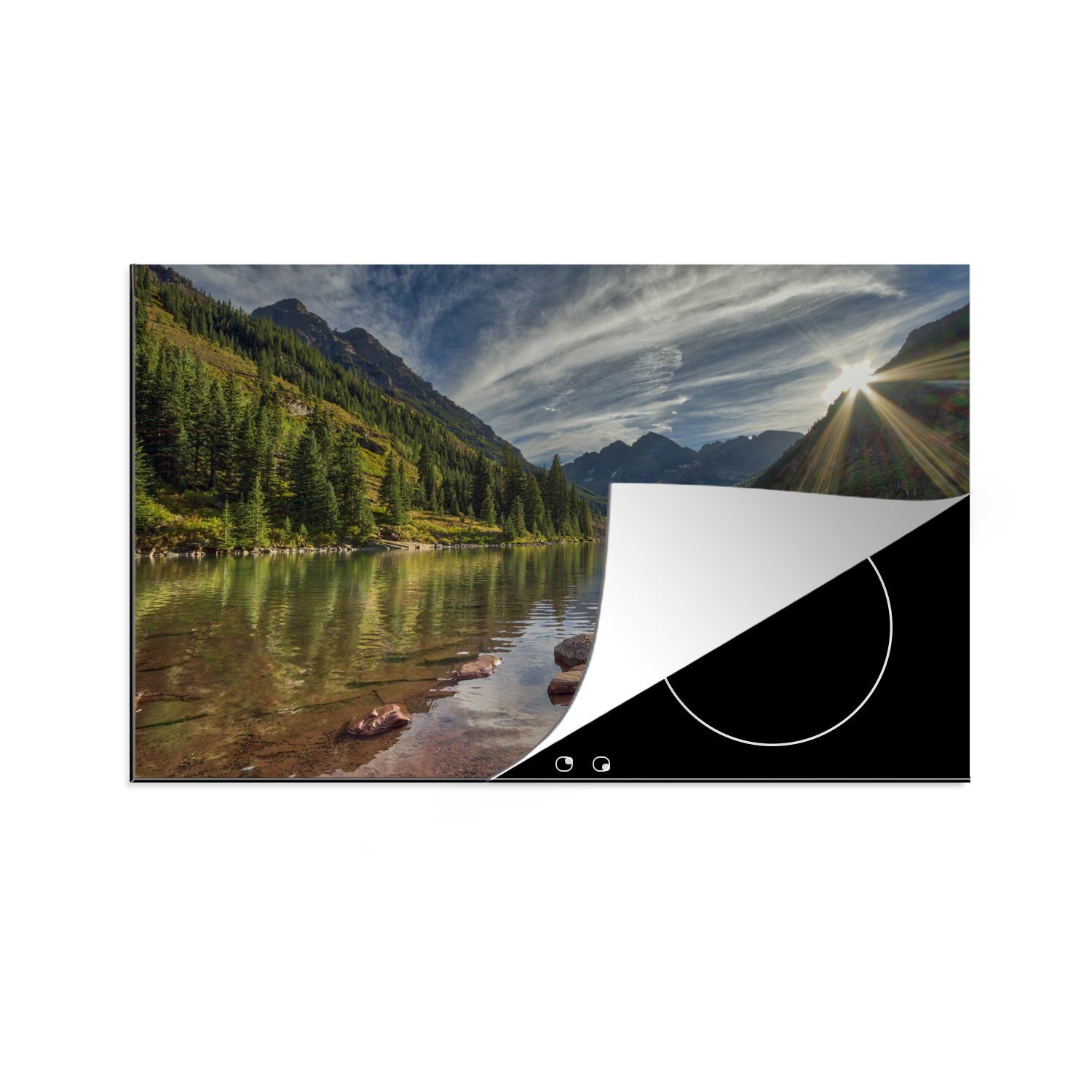 MuchoWow Herdblende-/Abdeckplatte Sonnenuntergang über den Maroon Bells in Aspen, Vinyl, (1 tlg), 81x52 cm, Induktionskochfeld Schutz für die küche, Ceranfeldabdeckung | Herdabdeckplatten