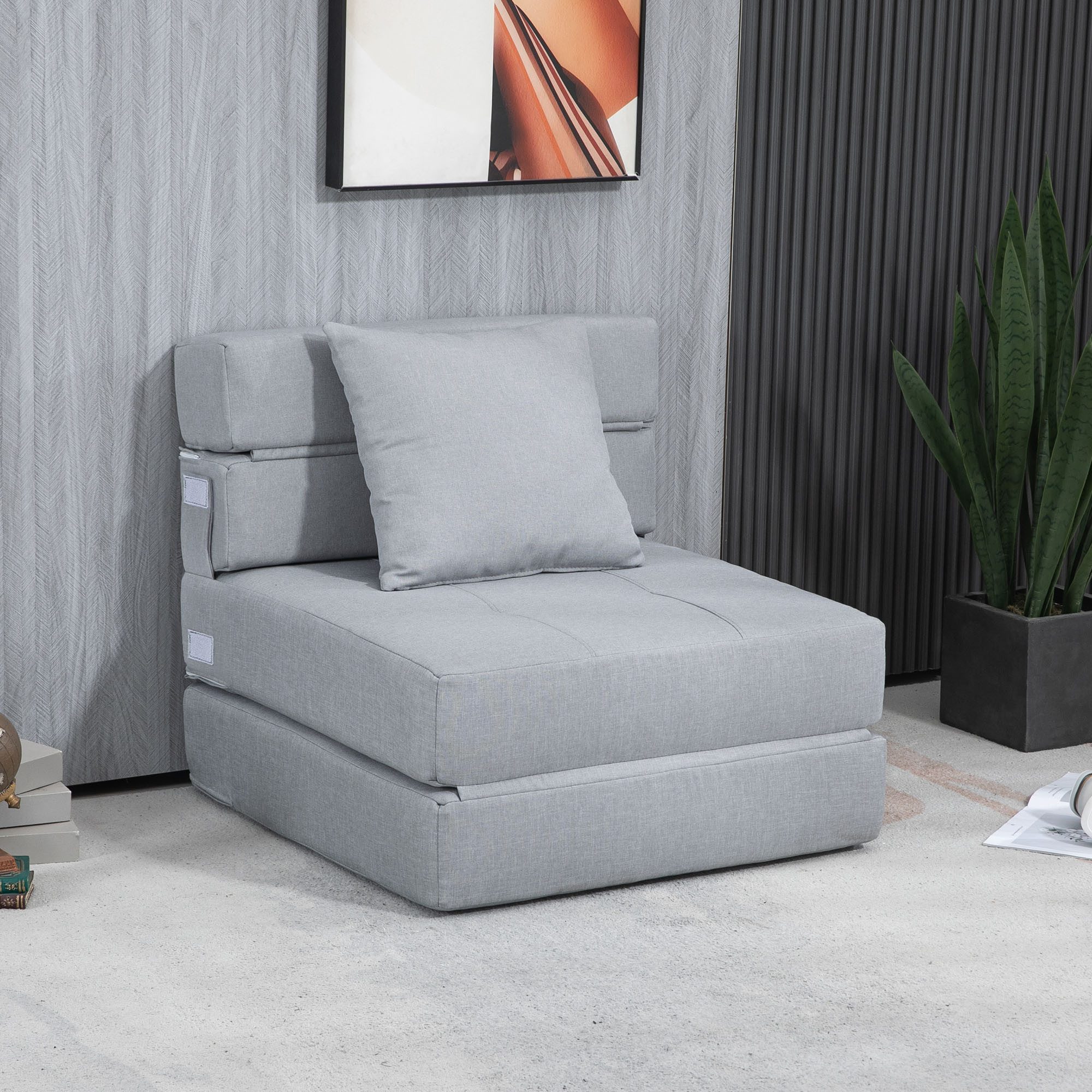 HOMCOM Sessel Einzelsofa mit Kissen, Klappsessel, 2-in-1 Design (Schlafsess günstig online kaufen