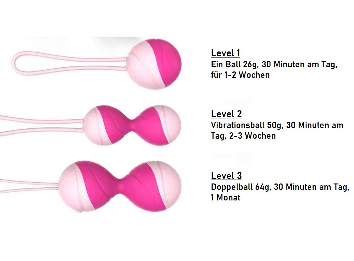 denu-shop Beckenbodentrainer Beckenboden 3er Set Beckenbodenkugel Damen Silikon, Set, 3-tlg., 2 Beckenbodenkugel und 1 Beckenbodenkugel mit Vibration, Kräftigung der Becken- und Unterleibsmuskulatur
