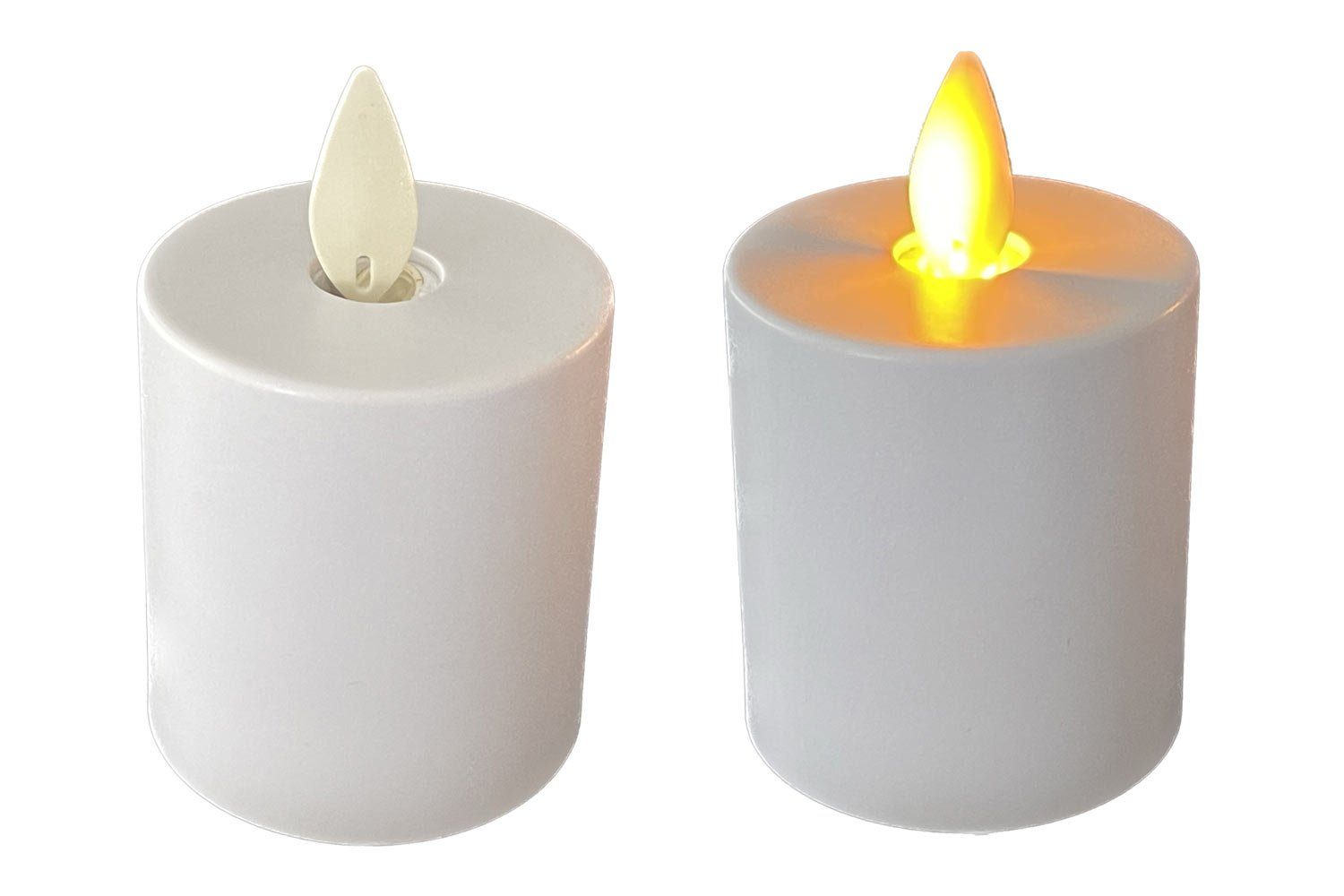 Coen Bakker LED-Kerze weiß Flamme mit bewegliche mehr 2-tlg), praktischem 4,5x8cm Komfort (Set, Timer für Timer, Set ausgestattet 2-er 6/18h