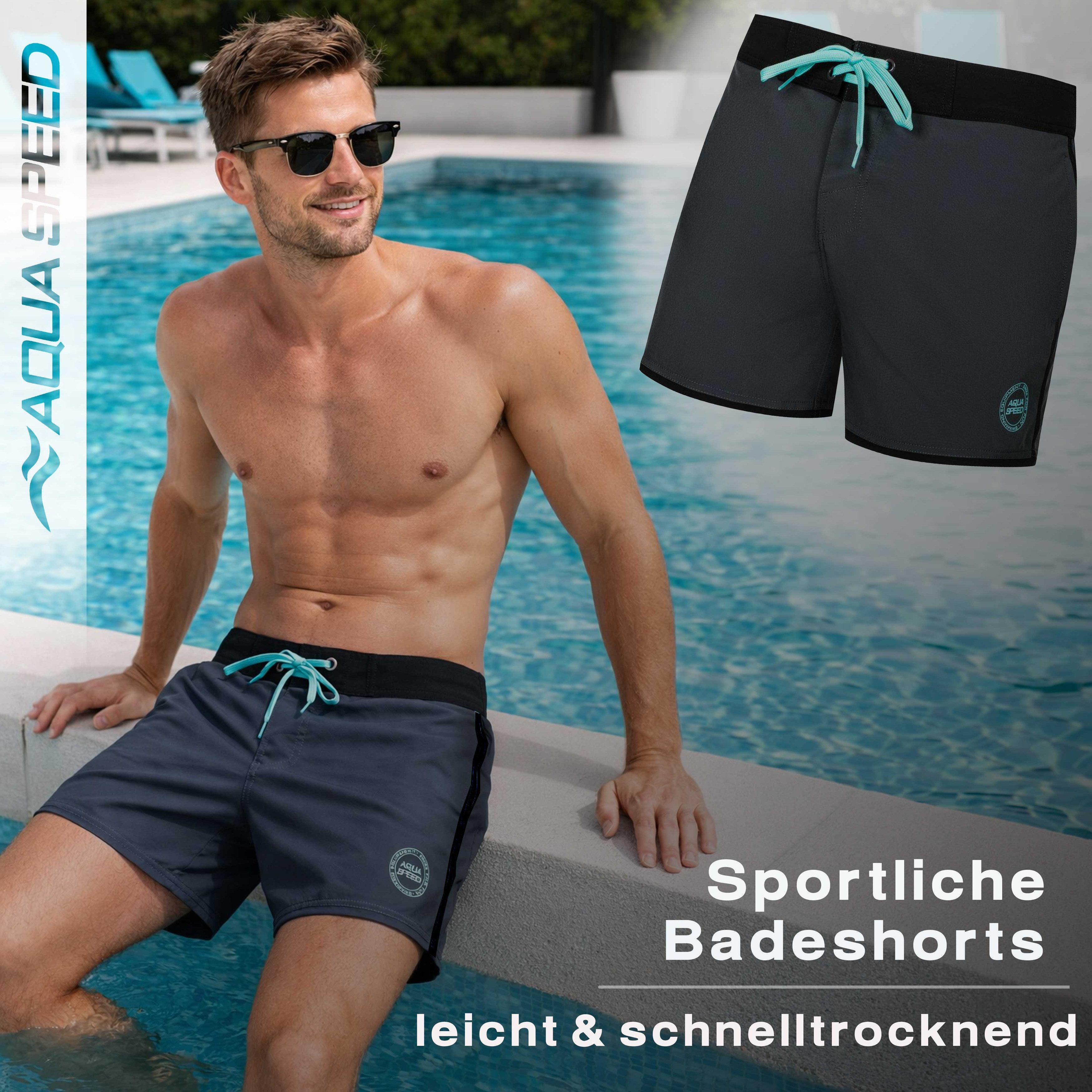 Aqua Speed Boardshorts (AXEL Schwimmhose Badebermuda Strandhose Badehose Herren) Vielseitig einsetzbar für Pool, Strand und Urlaubstage