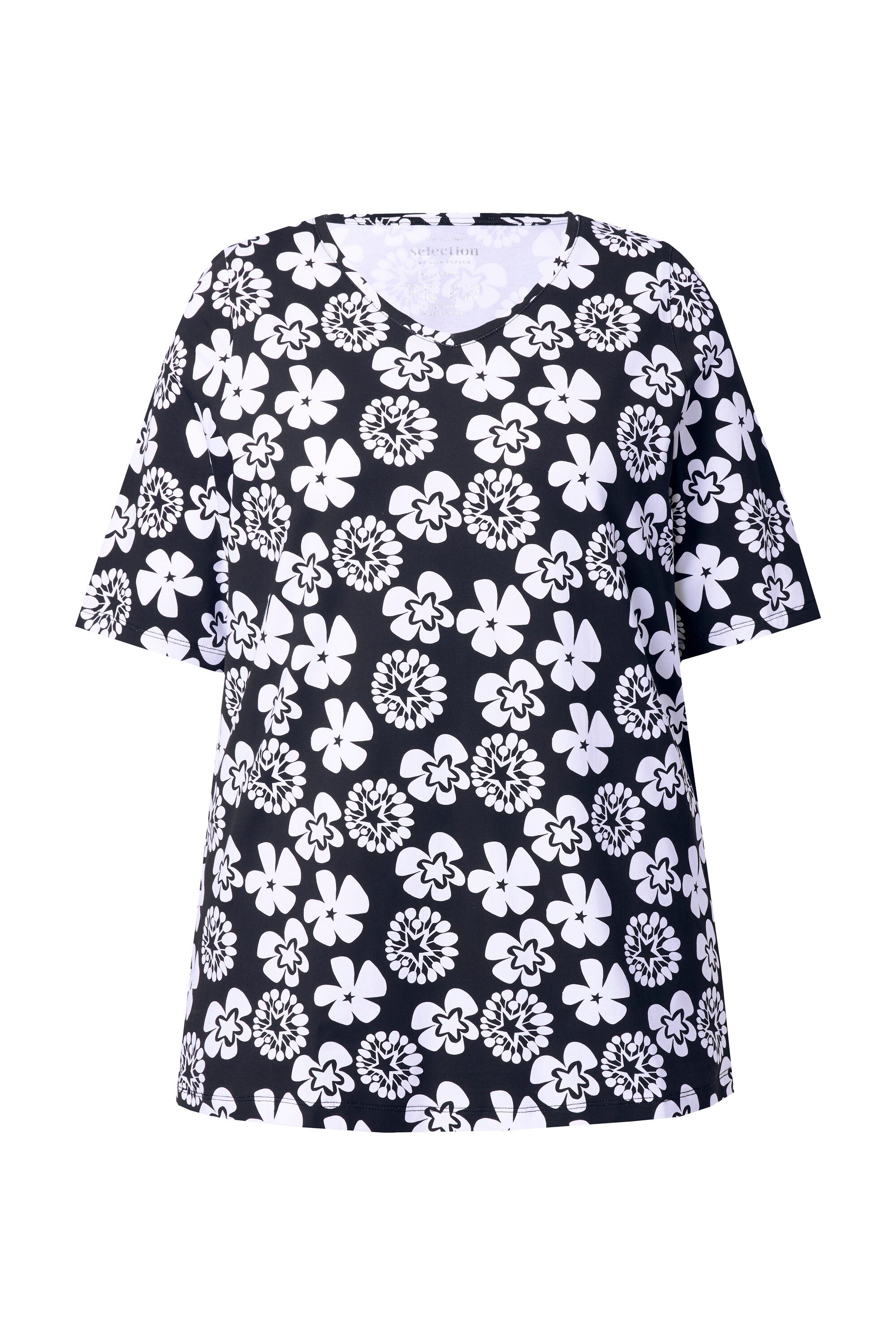 Ulla Popken T-Shirt T-Shirt Blüten A-Linie günstig online kaufen