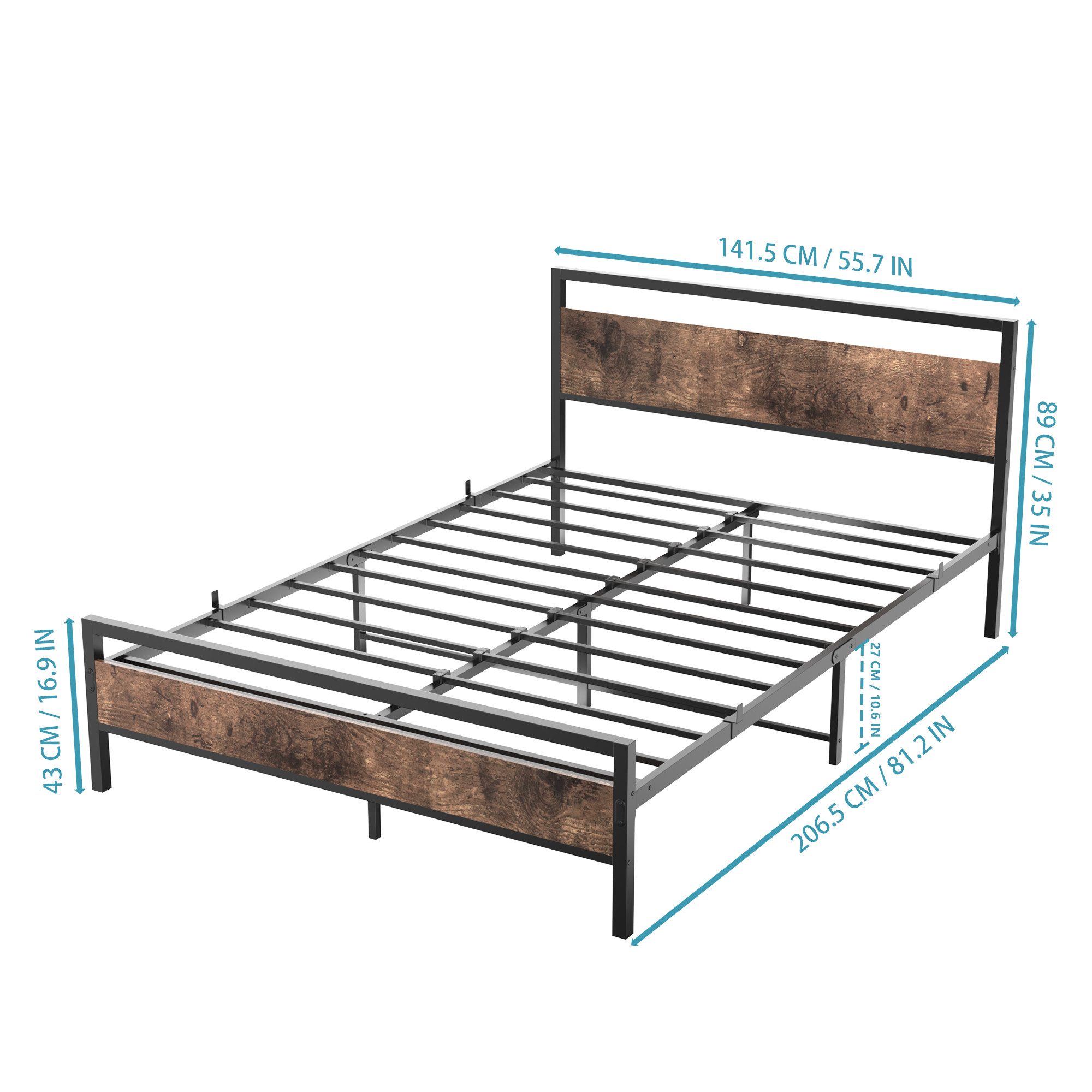 STILVORA Jugendbett Metallbett 140x200 Bettgestell mit günstig online kaufen