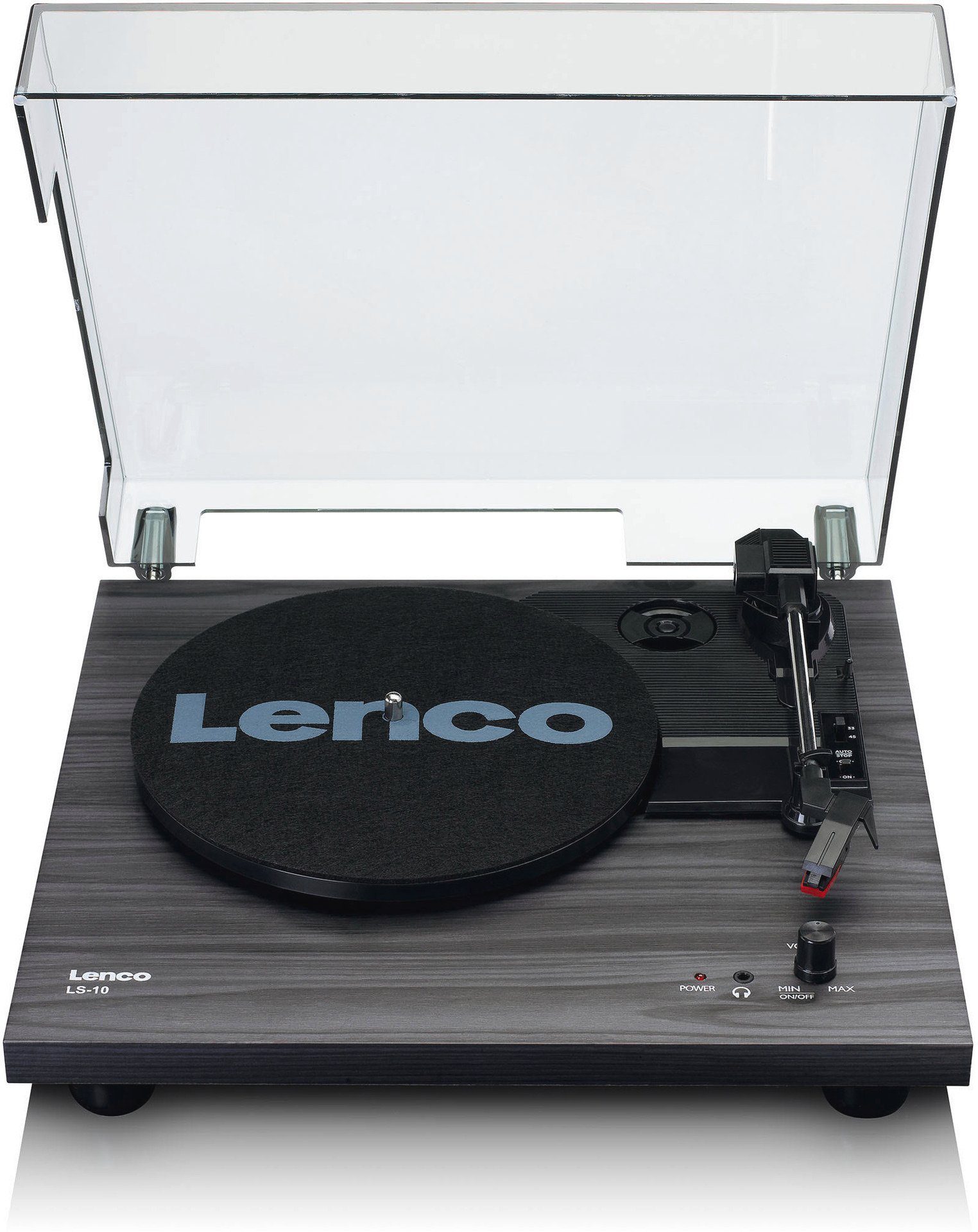 Lautsprechern LS-10BK Plattenspieler Plattenspieler (Riemenantrieb) mit Schwarz Lenco