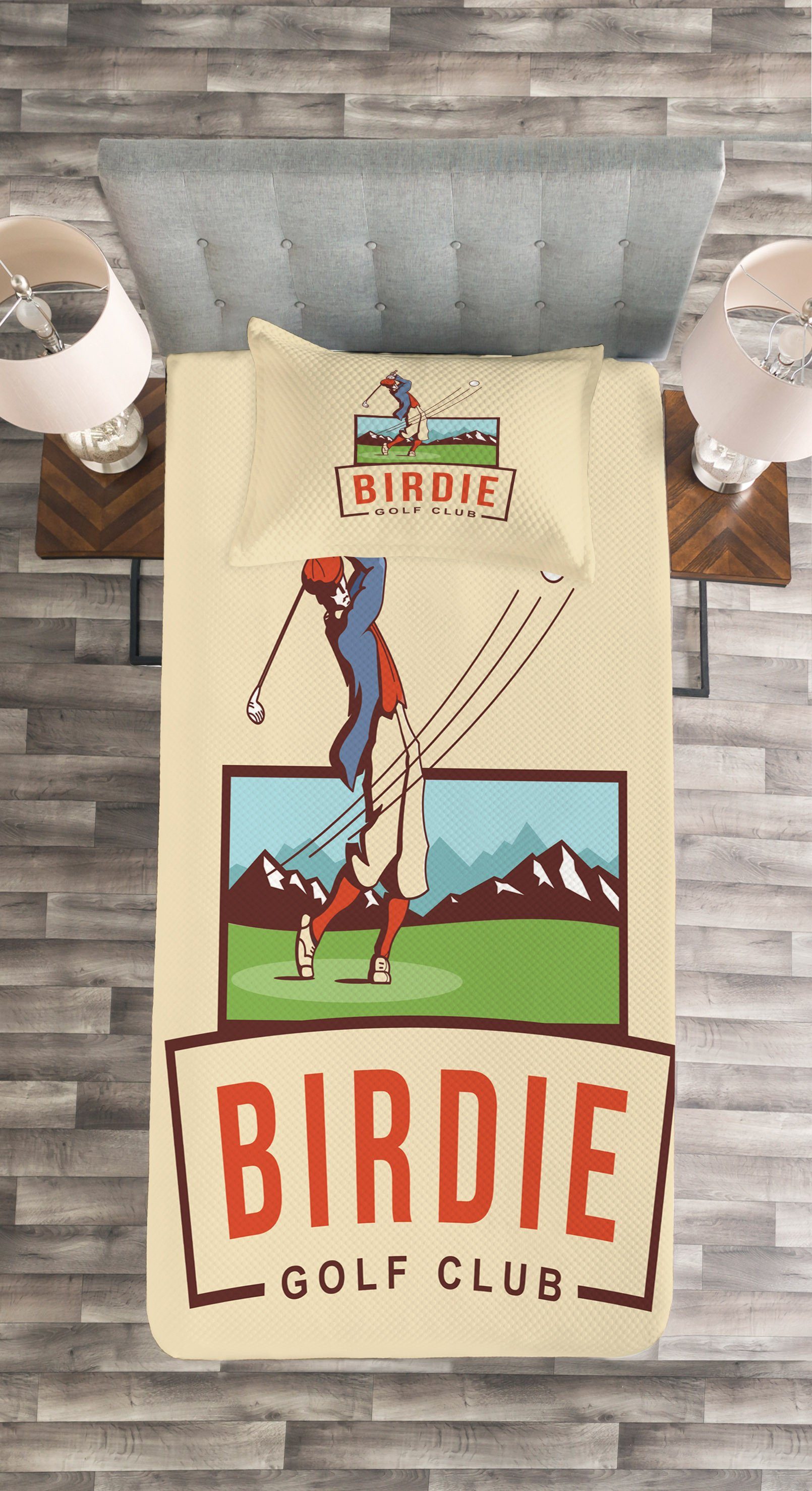 Kissenbezügen Club Werbung mit Birdie Golf Waschbar, Tagesdecke Set Abakuhaus, Golf