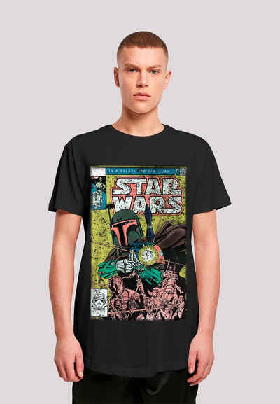 F4NT4STIC T-Shirt »Star Wars Boba Fett Comic - Premium Krieg der Sterne Fan Merch - Darth Vader Yoda Han Solo Boba Fett Mandalorian R2D2« Herren,Premium Merch,Lang,Longshirt,Bedruckt