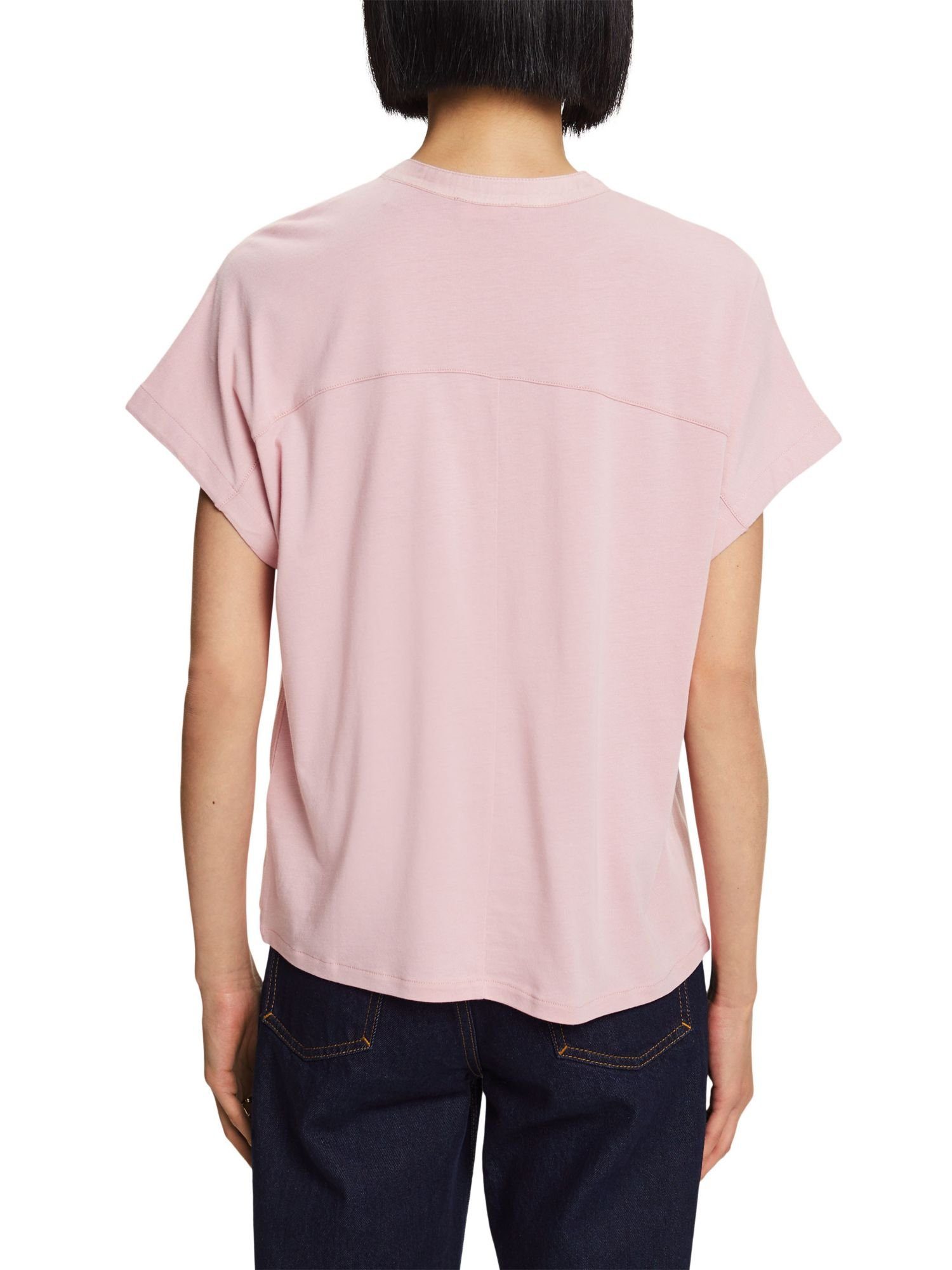 T-Shirt einem aus Esprit PINK T-Shirt (1-tlg) Materialmix OLD