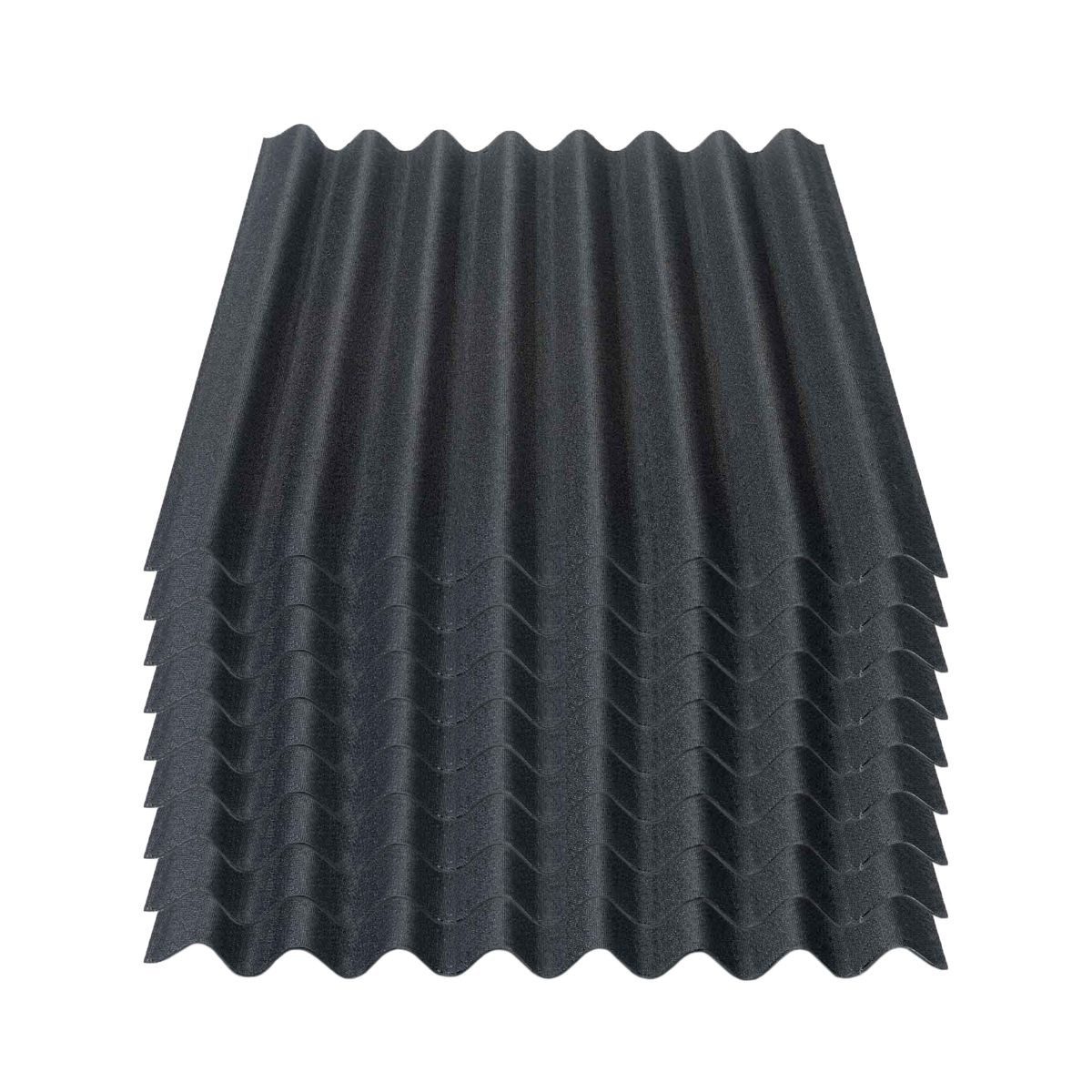 Dachpappe 9er Pack Dachplatte Easyline® Wellplatte Gartenhaus, Farbe: schwarz