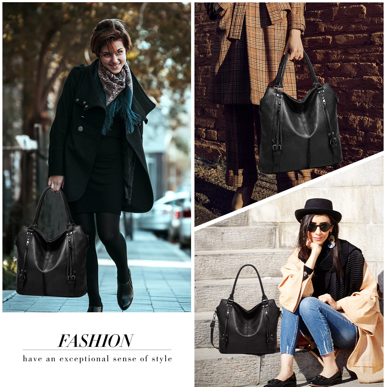 TAN.TOMI Handtasche Damen Schultertasche Groß Shopper Vegan Handtasche, Handtaschen Umhängetasche Geldbörse Damen Taschen 2-Tlg