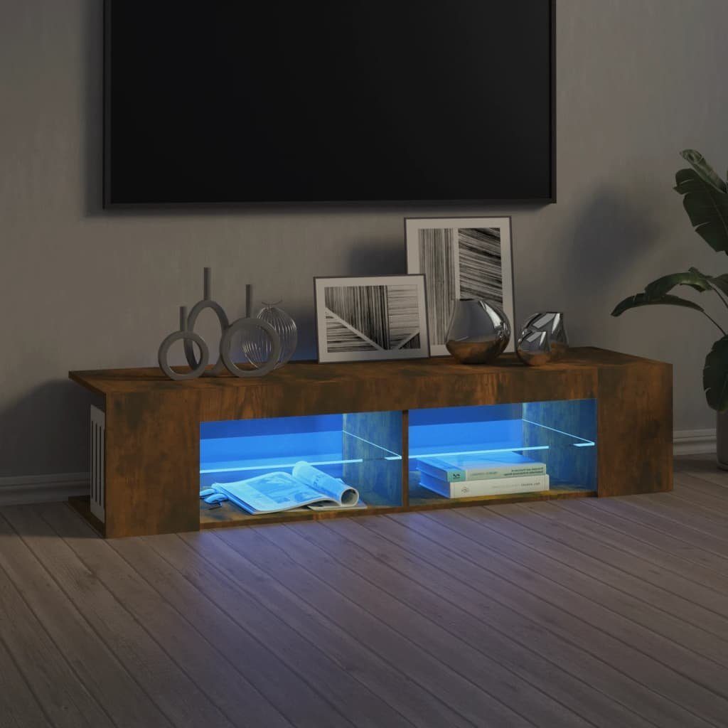 (1-St) LED-Leuchten vidaXL mit TV-Schrank 135x39x30 Räuchereiche cm TV-Schrank