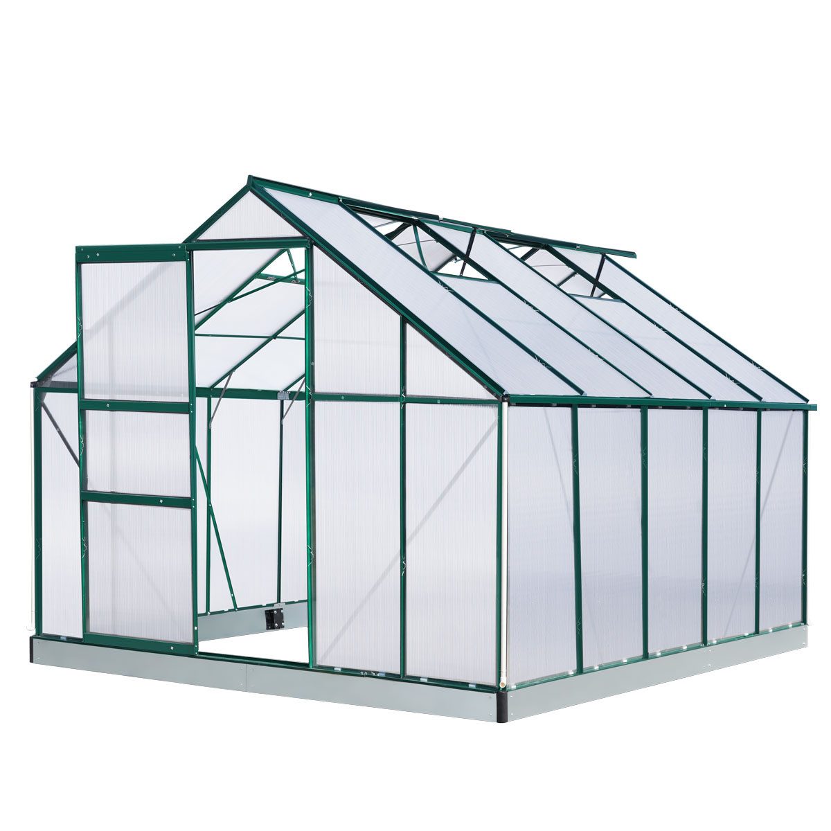 BRAST Gewächshaus ALU mit Fundament rostfrei 310x250x205cm TÜV geprüft, BxTxH: 250 x 310 x 205 cm, wetterfestes hochwertiges Aluminium, Temperaturbeständig, Wärmedämmend, Lichtbrechend & UV-stabilisiert