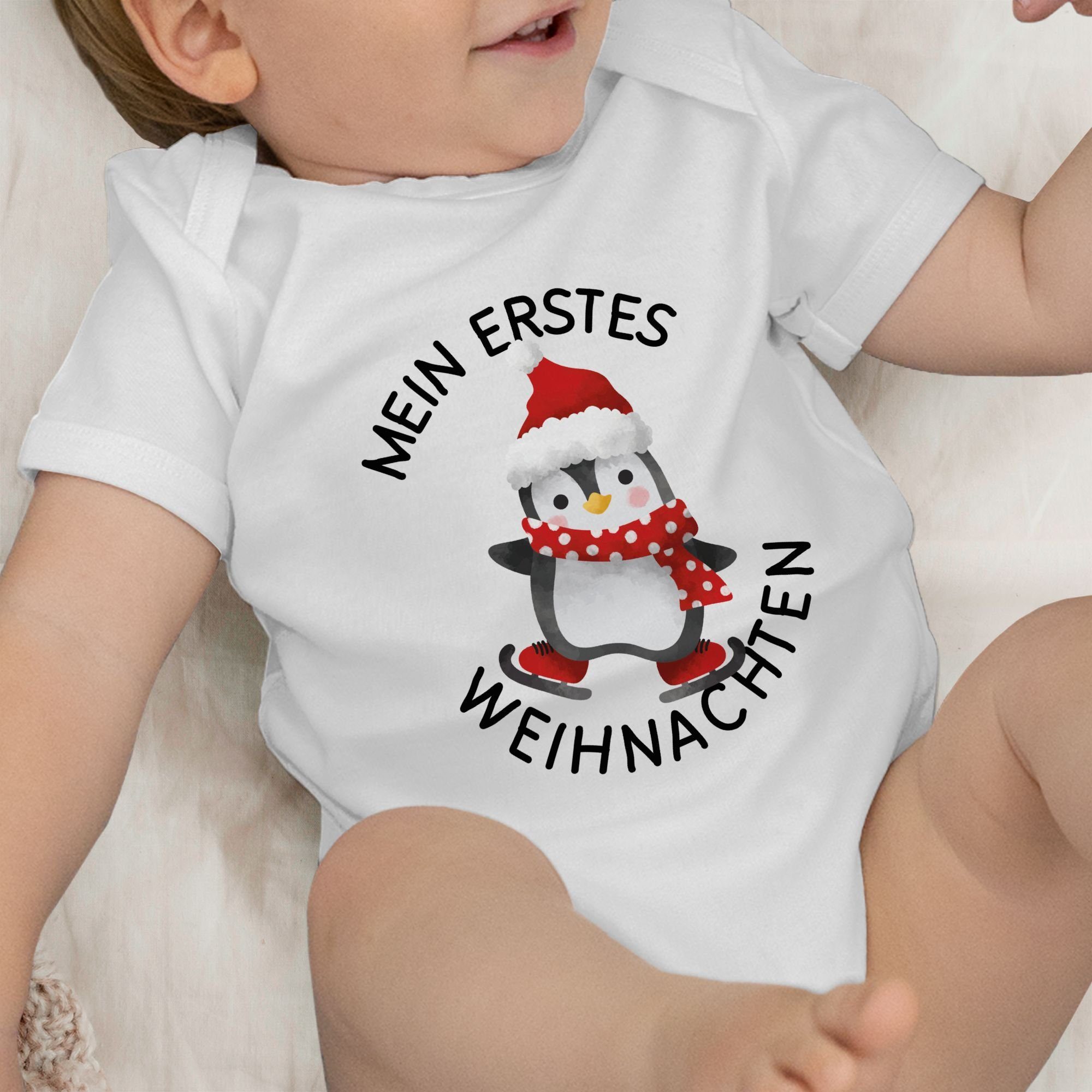 Shirtracer Mein schwarz 2 mit Pinguin Kleidung Weihnachten erstes Weiß Baby Weihnachten Shirtbody -