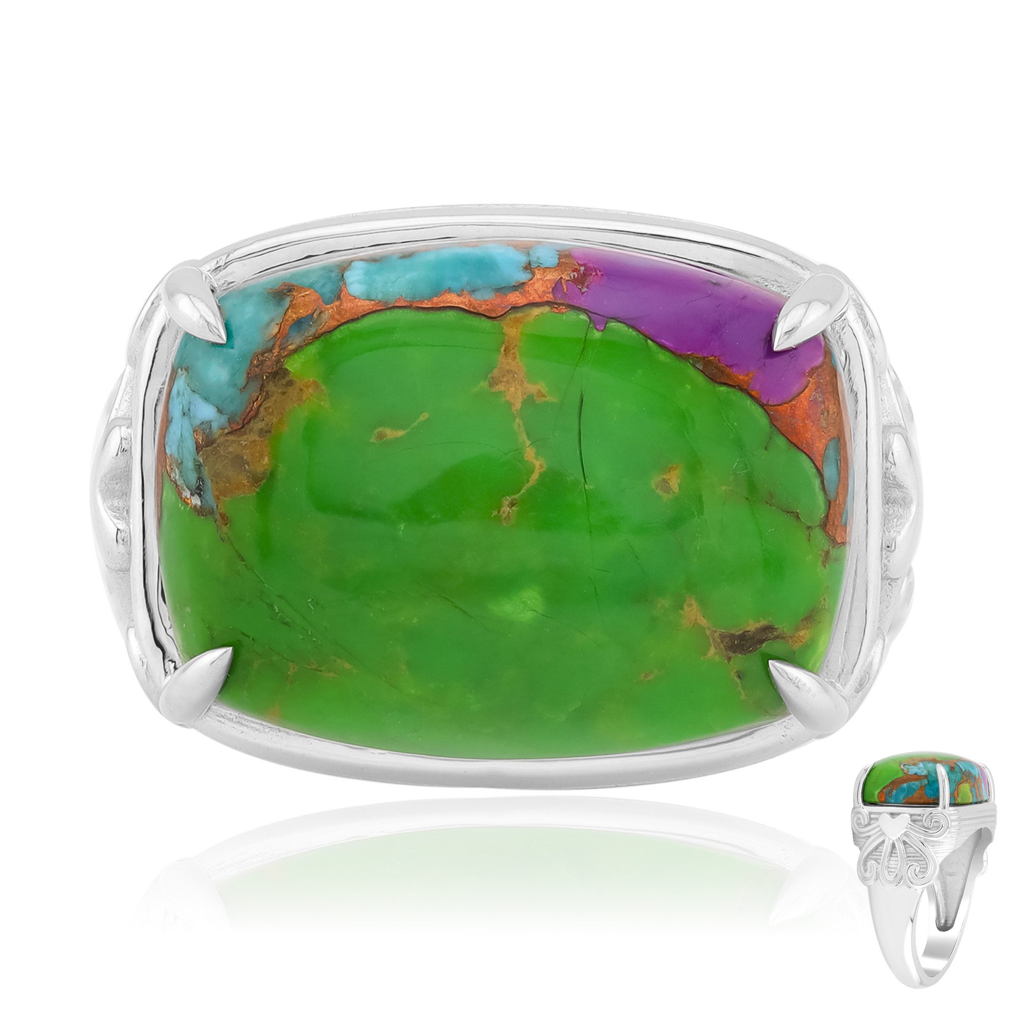 Cavill Solitärring Cavill Mohave Türkis Ring 8,25 ct 925 Sterling Silber grün elegant (1-tlg)