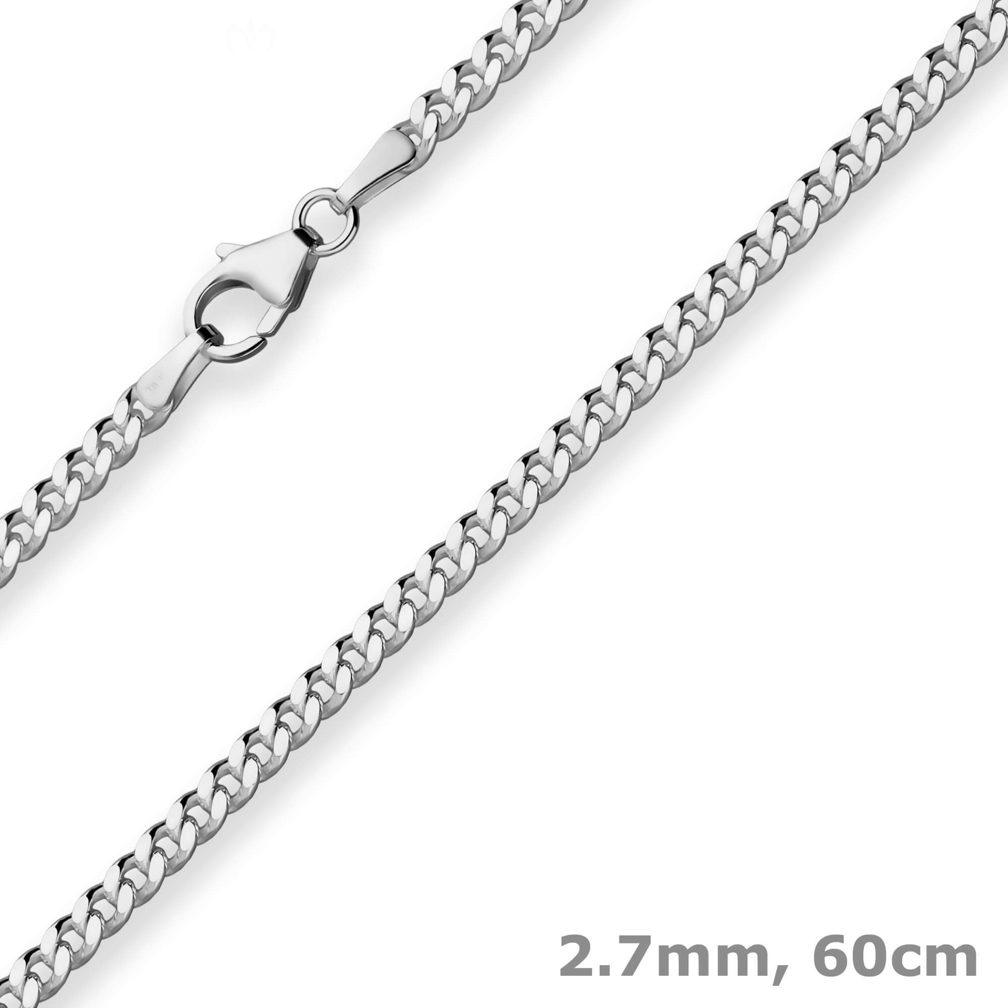 Panzerkette 2,7mm Panzerkette aus 925 Silber rhodiniert 60cm