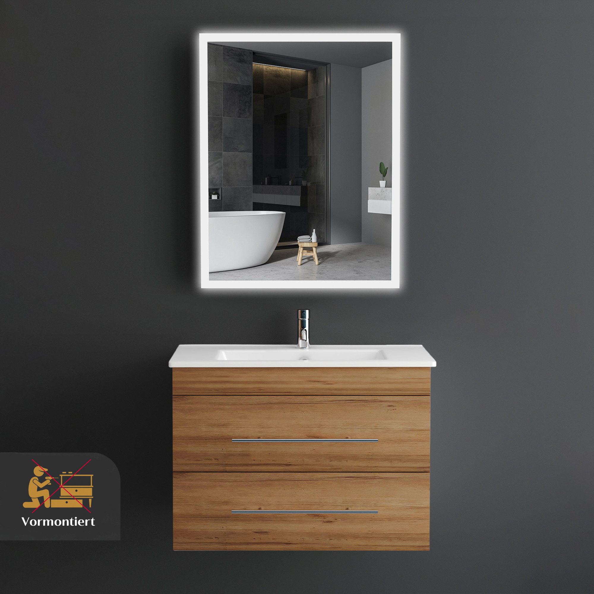 Alpenberger Badmöbel-Set Waschbecken mit Unterschrank - Waschbeckenuntersch günstig online kaufen