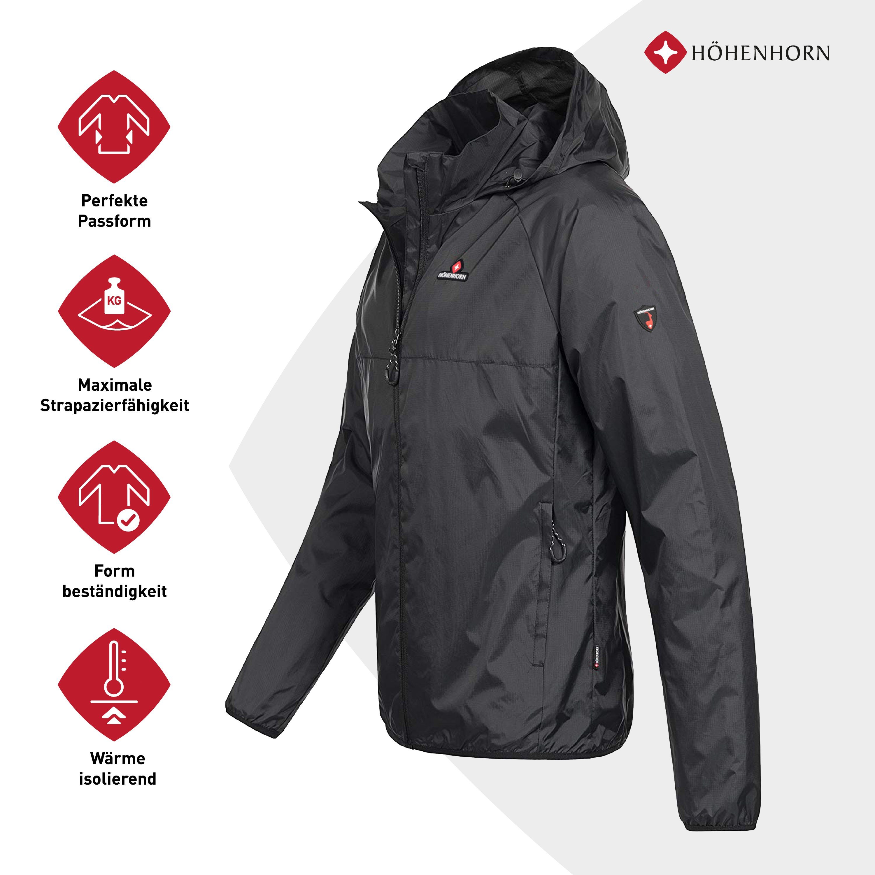 Höhenhorn Regenjacke Rigi Herren Regen Freizeitjacke Midnight-Black Regenjacke Jacke Outdoor Rain Kapuze