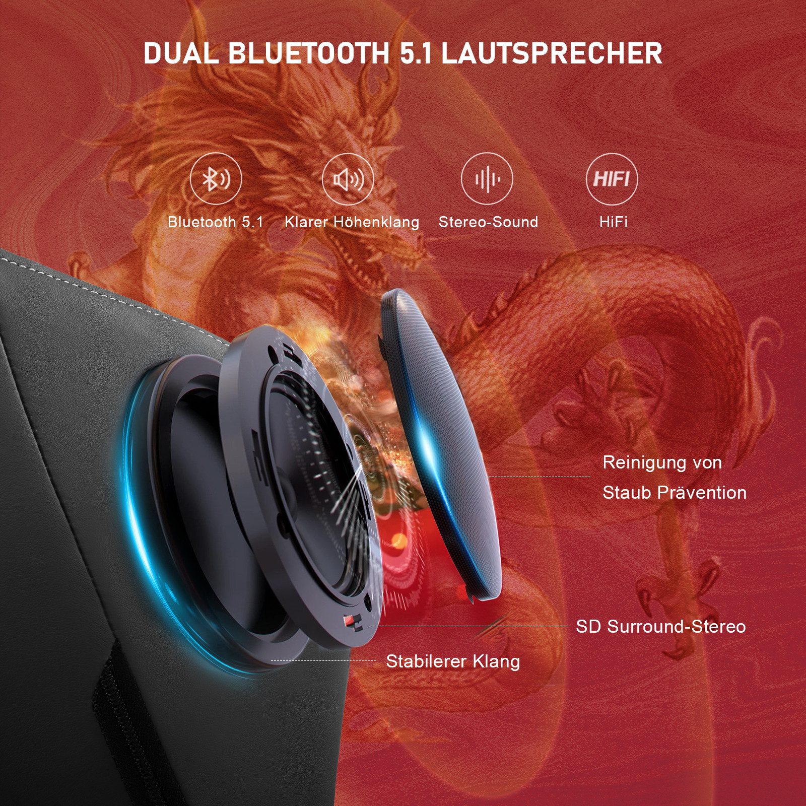 GTPLAYER Gaming-Stuhl Gamer Stuhl mit Bluetooth-Lautsprechern günstig online kaufen
