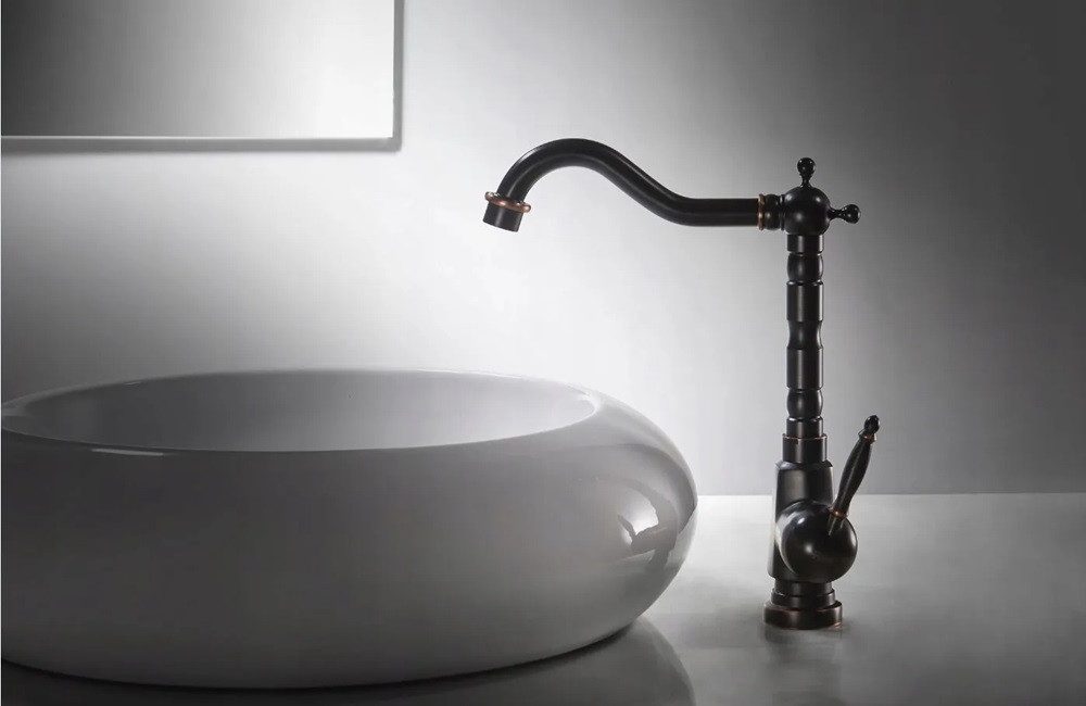 wohnwerk.idee Badarmatur Waschbeckenarmatur Wasserhahn Gold Schwarz Vintage Antik Bona
