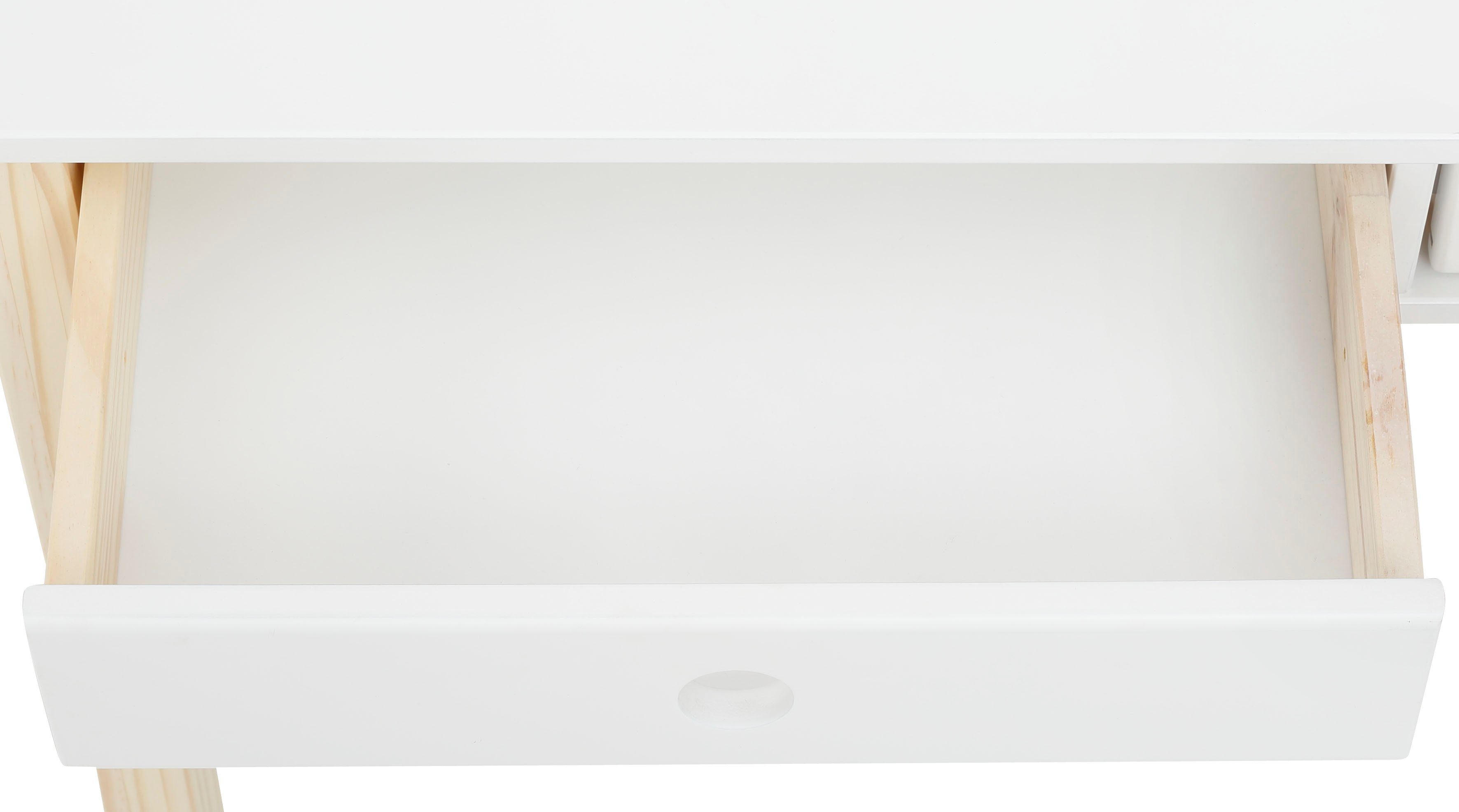 Höhe Kiefern weiß/natur massiv, Lüttenhütt Kinderschreibtisch weiß Schreibtisch, Meentje 80 | Schubladen, 2 (1-St), cm