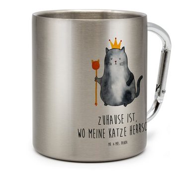 Mr. & Mrs. Panda Tasse Katze König - Transparent - Geschenk, Krone, Camping, Cats, Katzenfre, Edelstahl, Einzigartiges Design