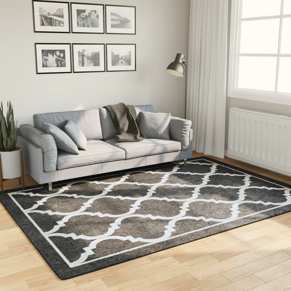 Teppich Teppich Waschbar Schwarz und Weiß 160x230 cm Rutschfest, vidaXL,  Rechteckig
