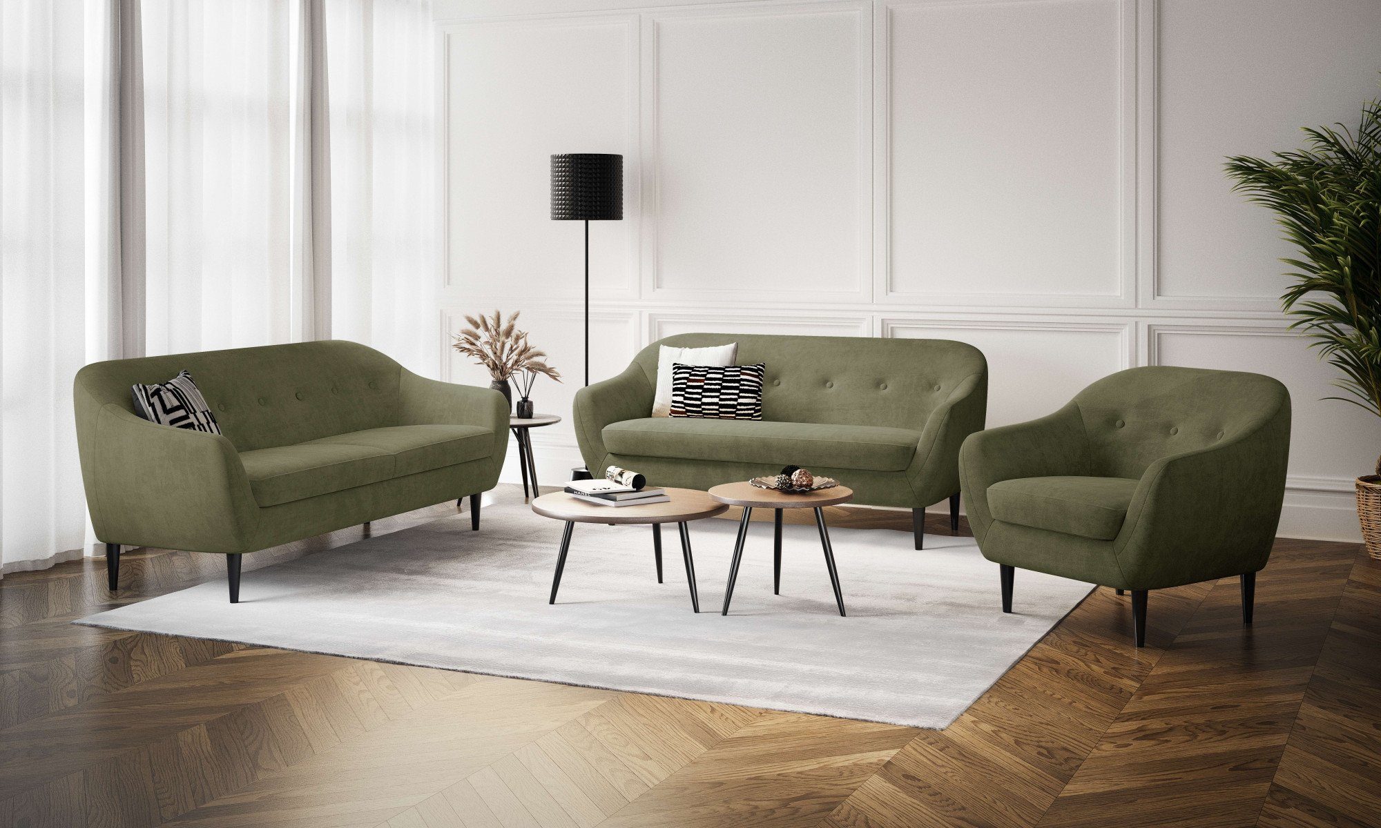 Home affaire Sessel Roni, Wellenunterfederung Ideal hohen für Sitzkomfort, Massivholzfüße, Wohnzimmer, für mehr Schlafzimmer und