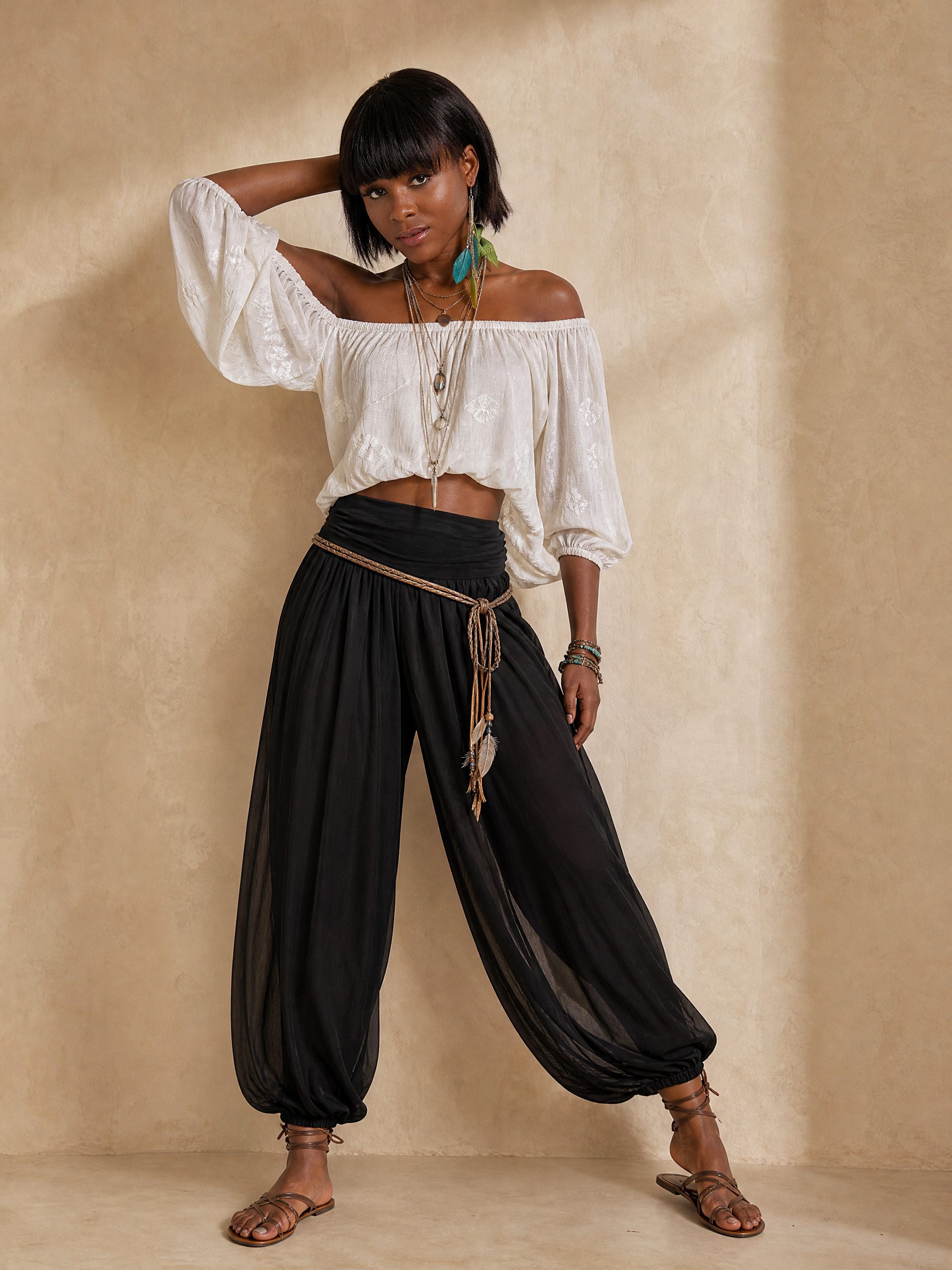 YC Fashion & Style Haremshose Damen Strandhose im Harem-Stil, Luftige Sommerhose aus 100 % Viskose in Unifarbe