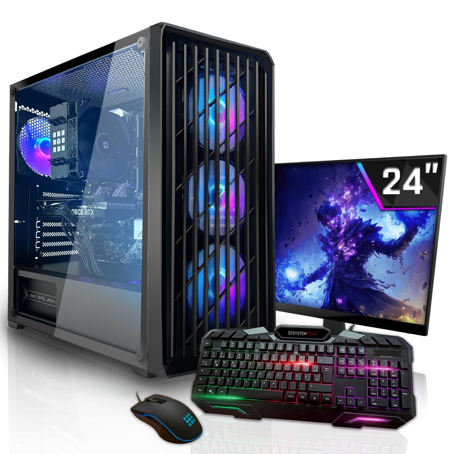 SYSTEMTREFF Basic Gaming-PC-Komplettsystem (24", AMD 5655G 5655G, RX Vega 7, 16 GB RAM, 256 GB SSD)