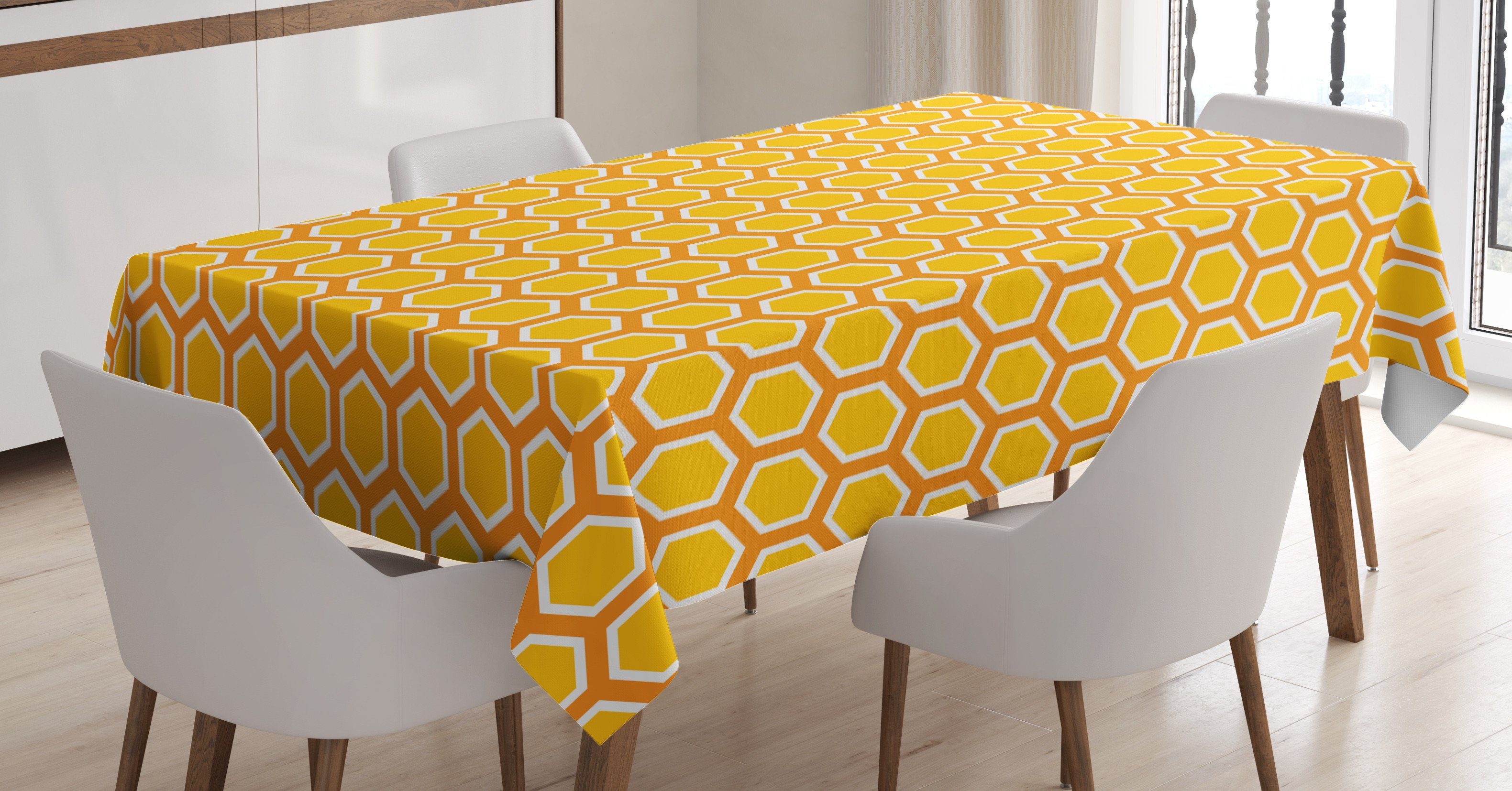 Abakuhaus Tischdecke Farbfest Waschbar Für den Außen Bereich geeignet Klare Farben, Biene Bienenwaben-Muster-Geometrie