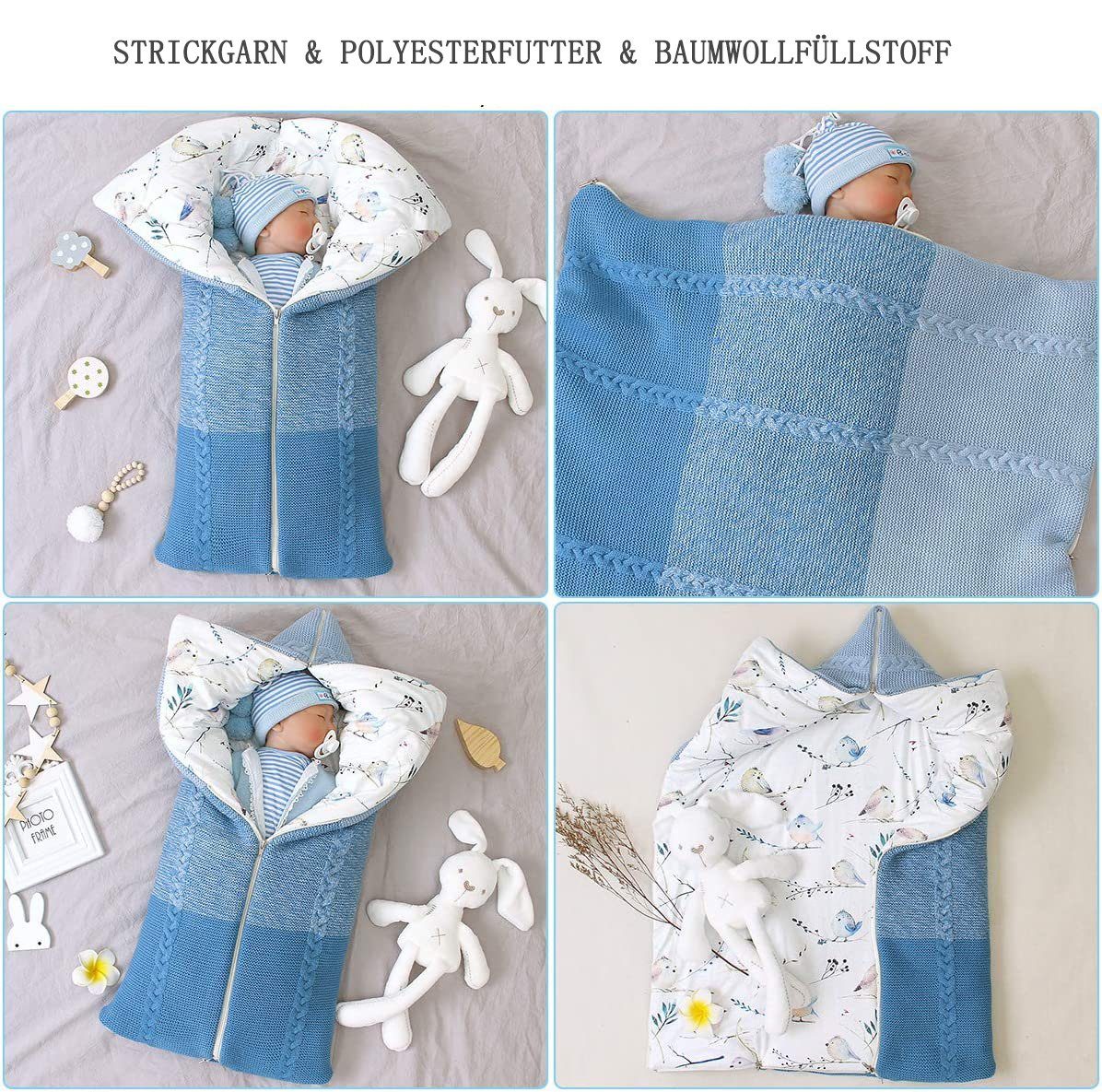 Babydecke Neugeborenen Kinderwagen Multifunktional blau Decke, Wickeldecke, Schlafsack Juoungle