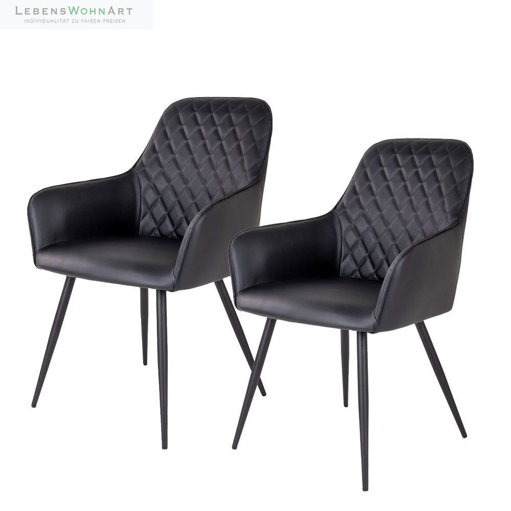 Stuhl 2er Set - Eleganter Stuhl BORA schwarz